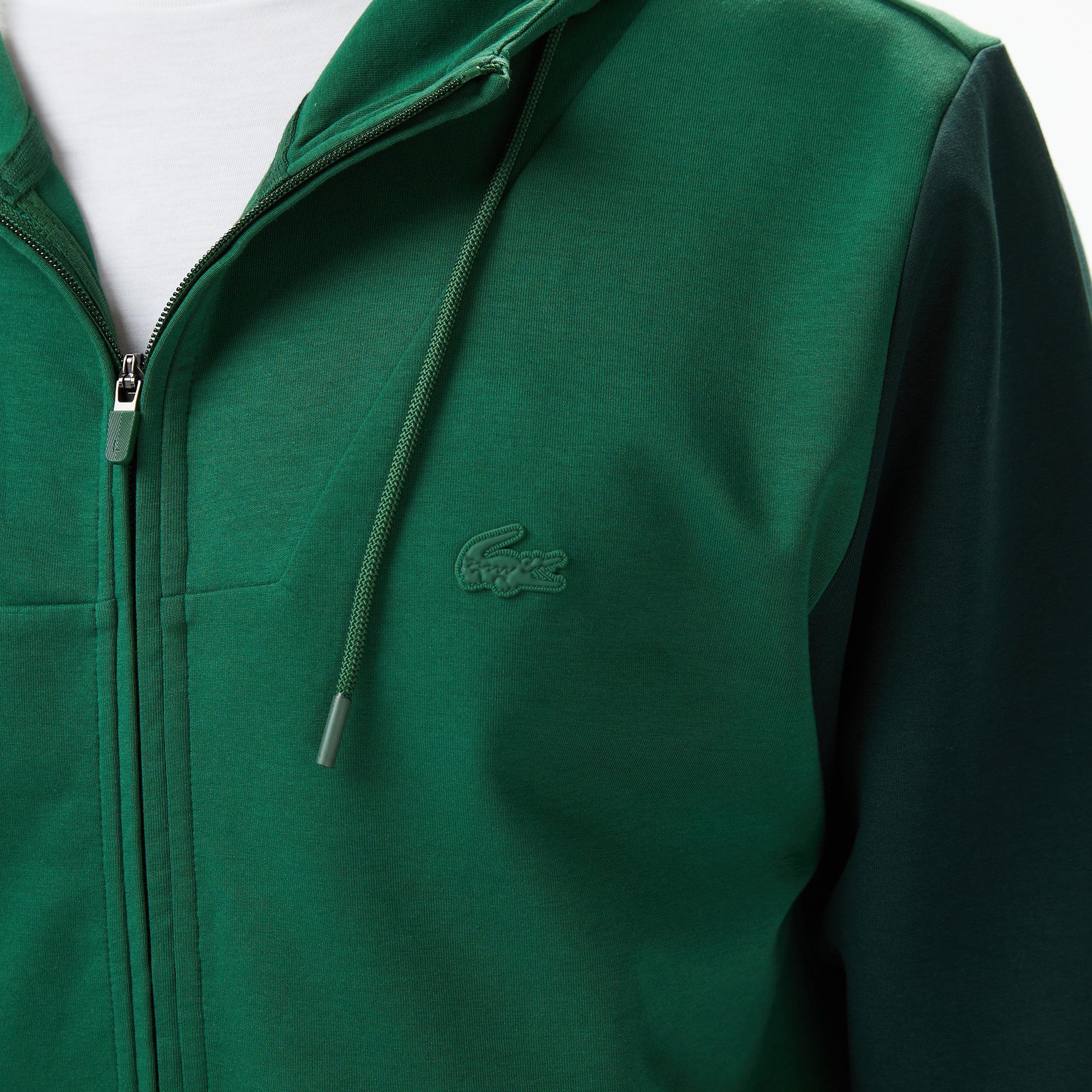 Lacoste Erkek Slim Fit Kapüşonlu Renk Bloklu Yeşil Sweatshirt