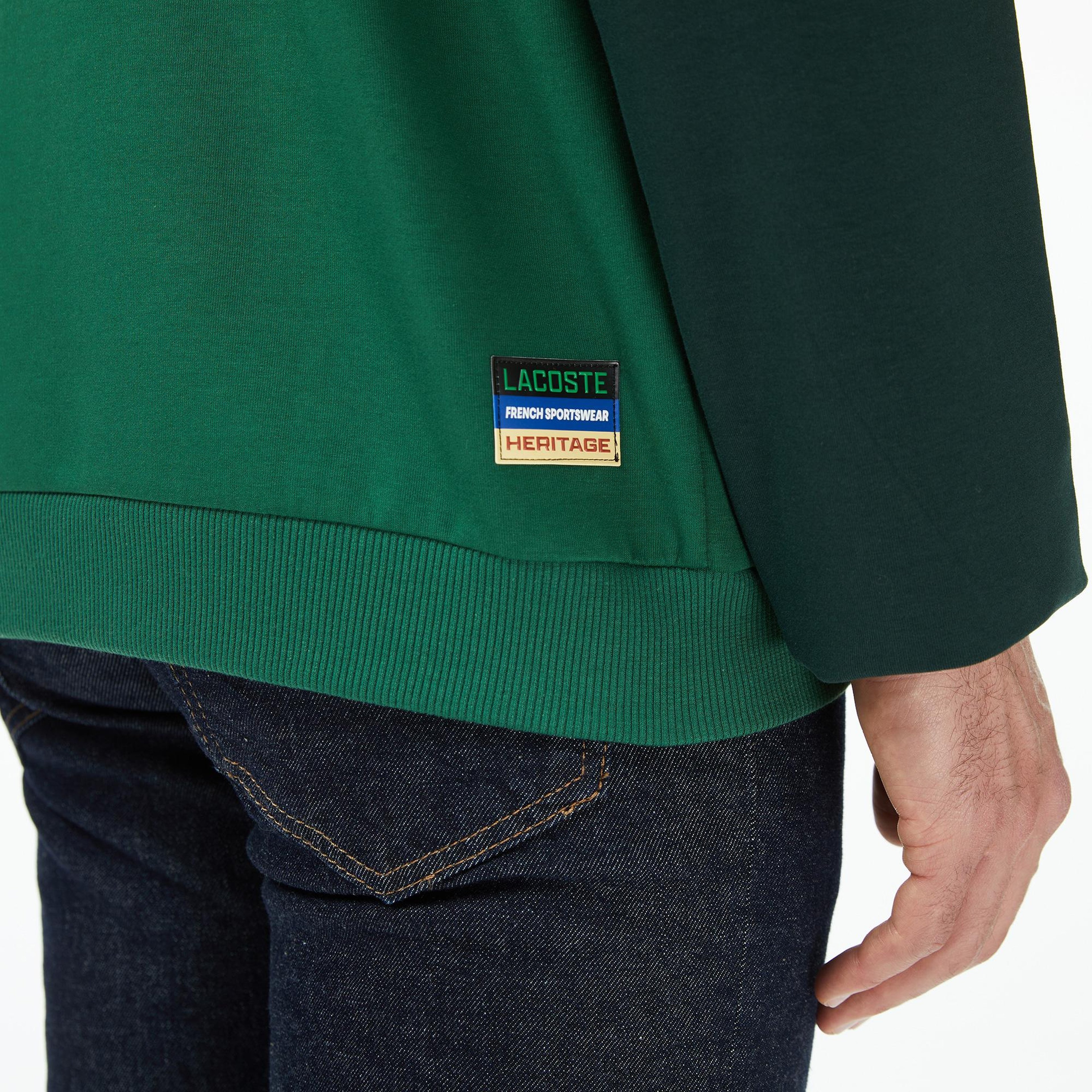 Lacoste Erkek Slim Fit Kapüşonlu Renk Bloklu Yeşil Sweatshirt