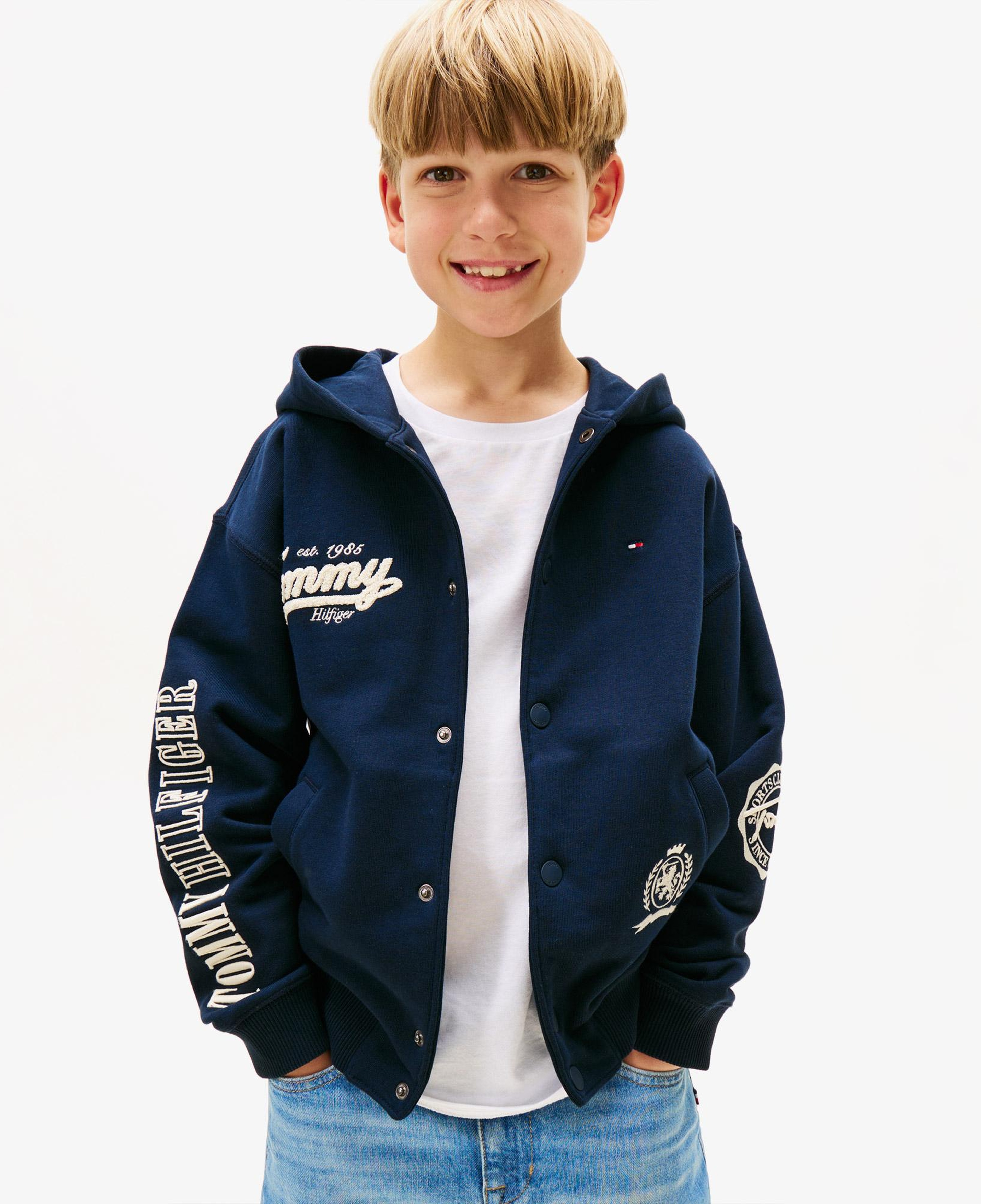 Tommy Hilfiger Varsity Graphic Snap Button Çocuk Lacivert Sweatshirt
