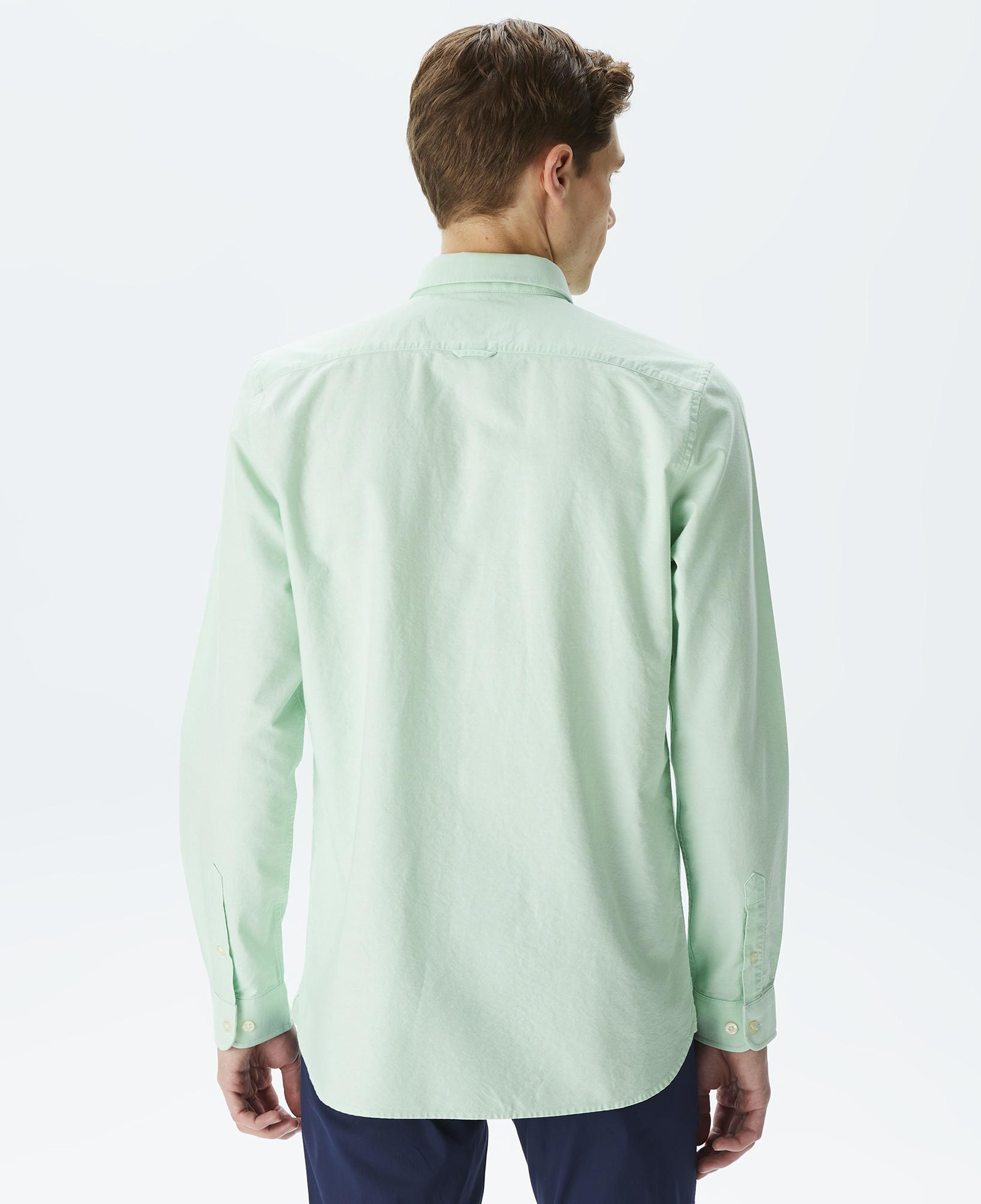 Erkek Slim Fit Düğmeli Yaka Açık Yeşil Gömlek