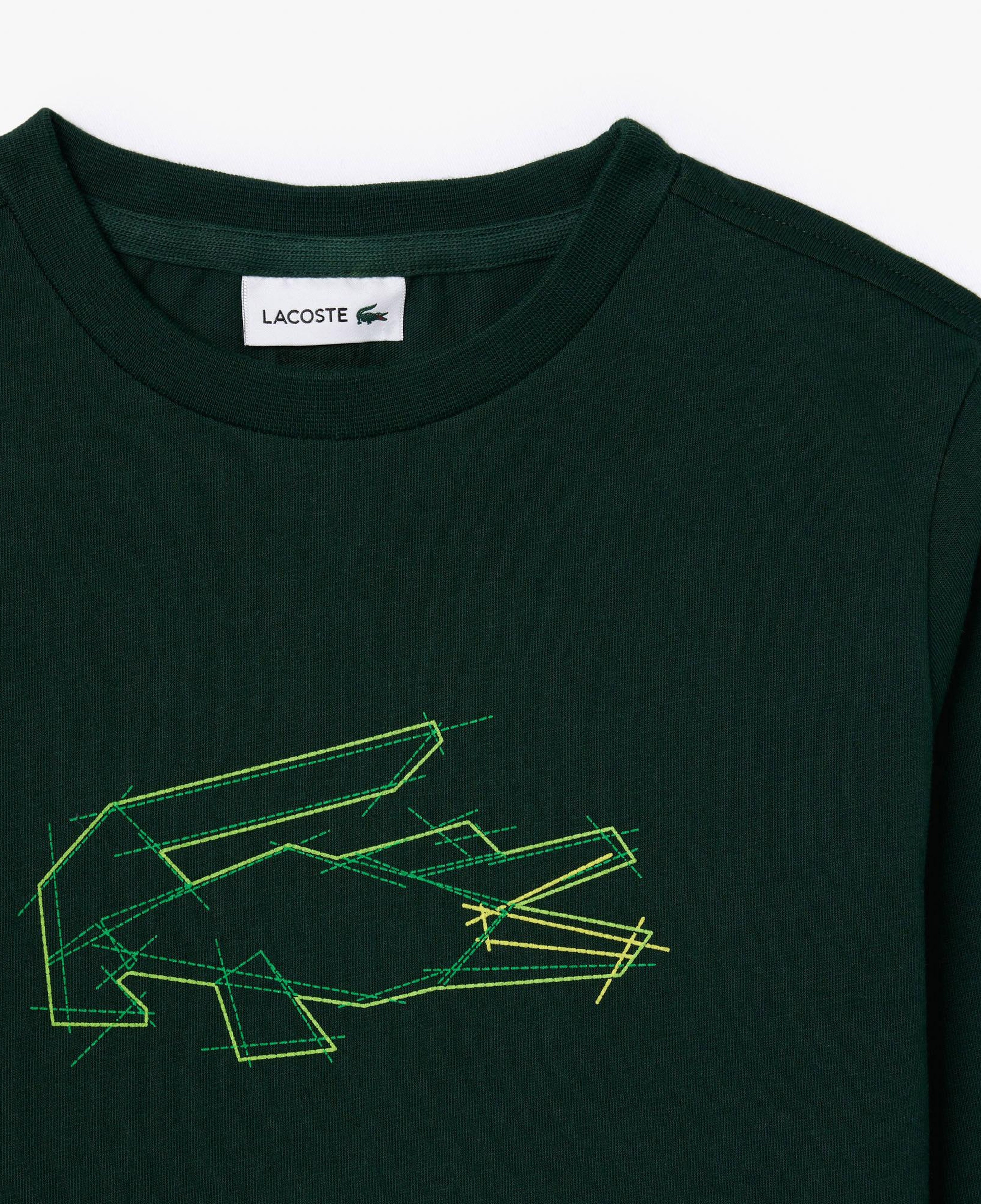 Lacoste Uzun Kollu Bisiklet Yaka Baskılı Çocuk Yeşil T-Shirt