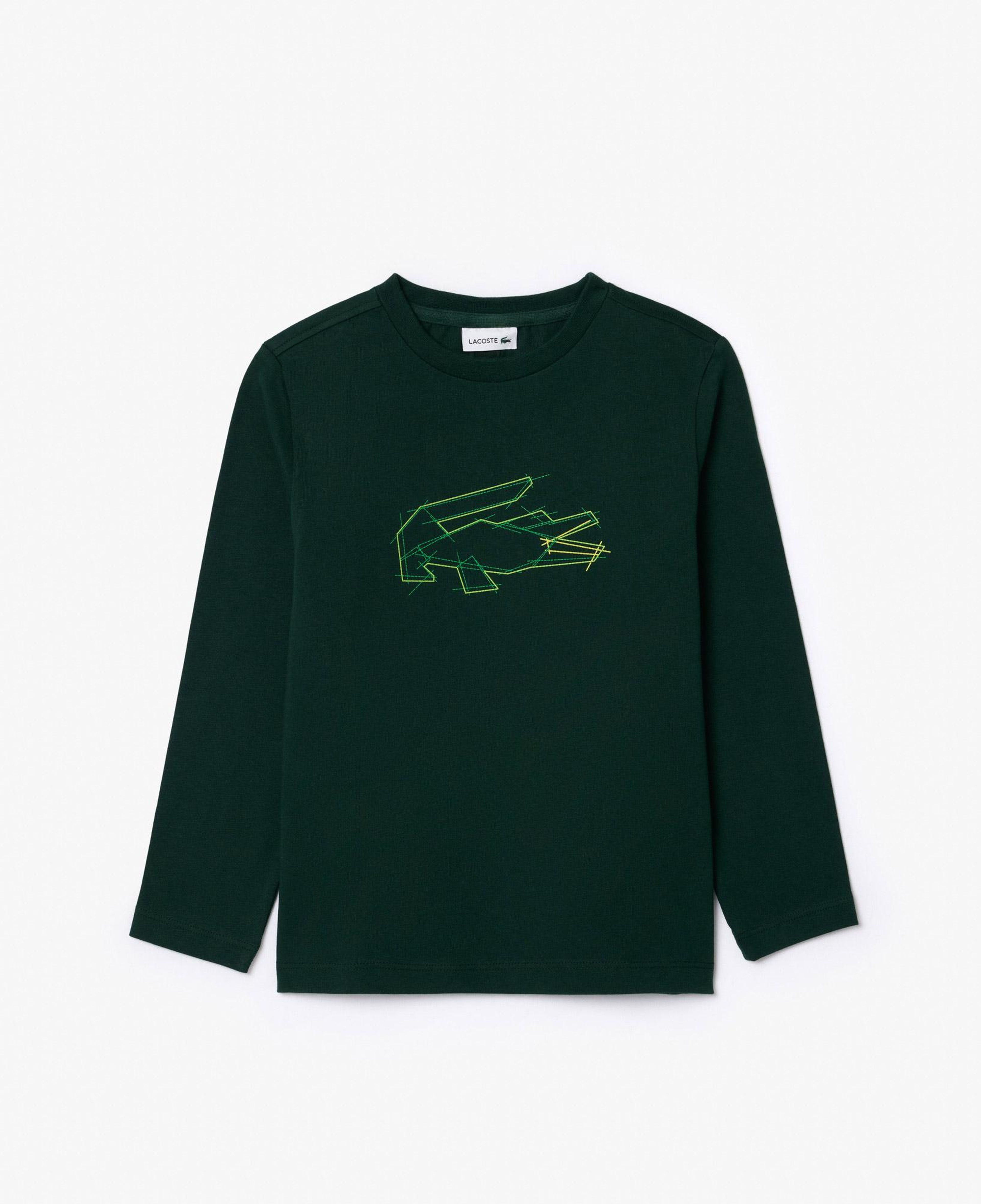 Lacoste Uzun Kollu Bisiklet Yaka Baskılı Çocuk Yeşil T-Shirt