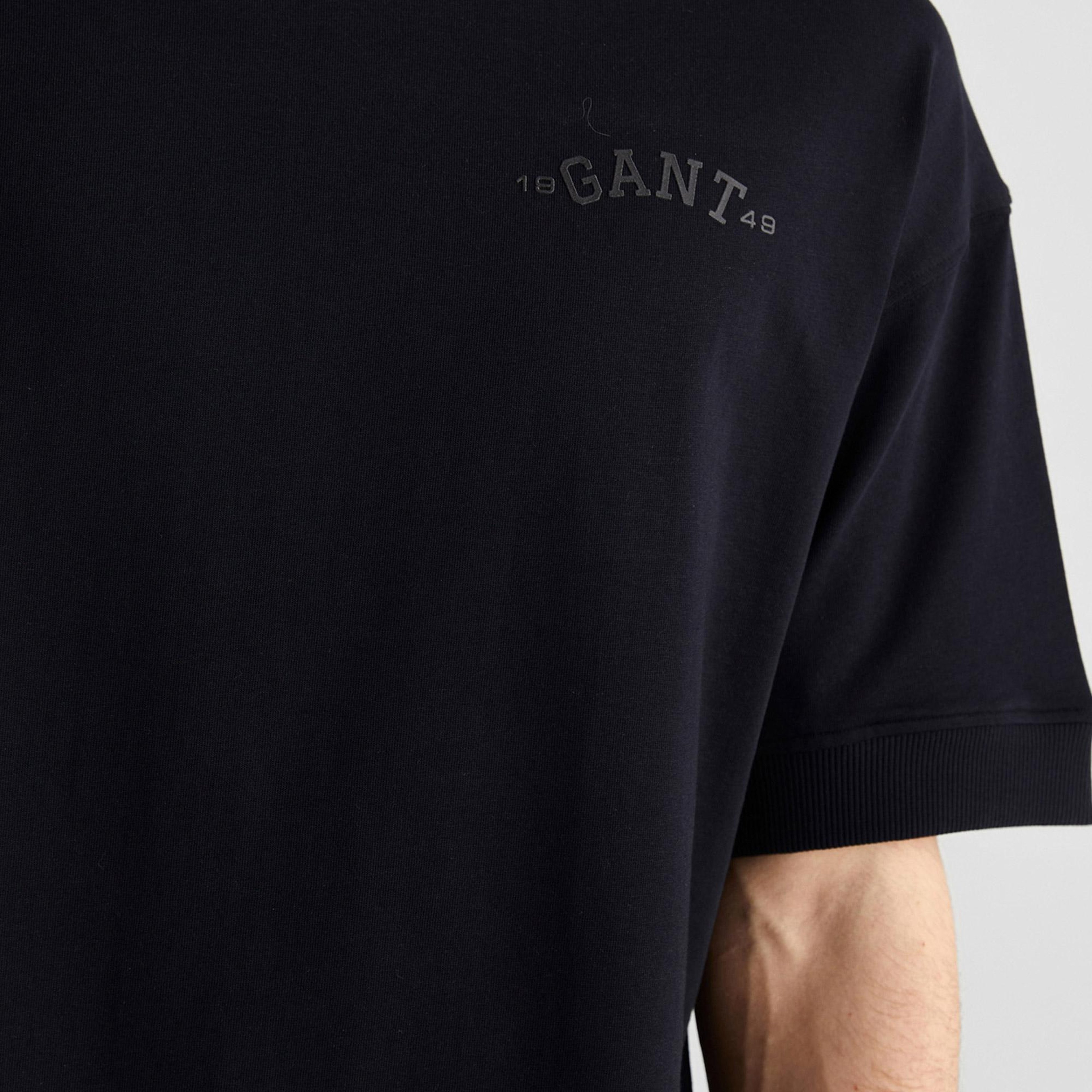 GANT Erkek Siyah Orijinal Fit Bisiklet Yaka Logolu T-Shirt