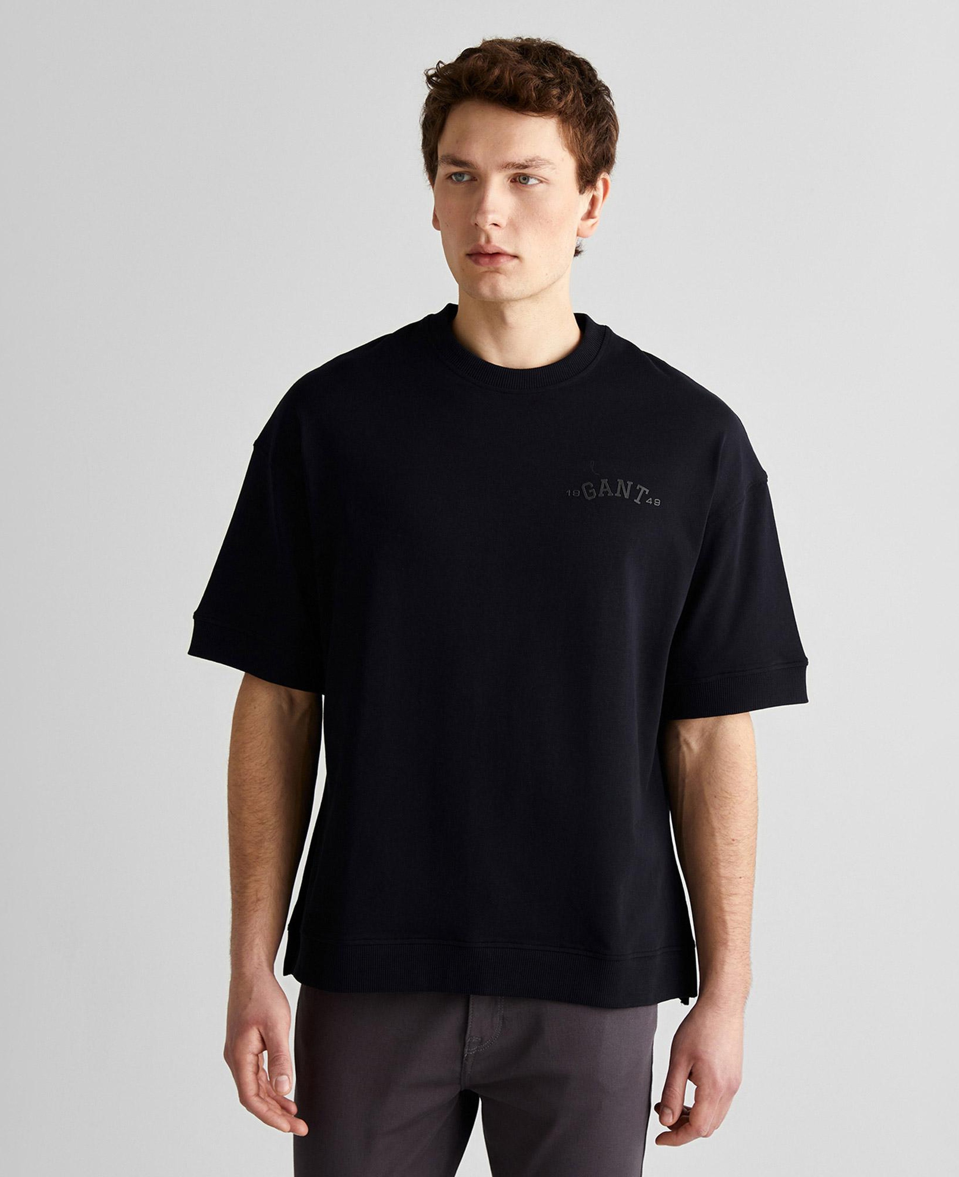 GANT Erkek Siyah Orijinal Fit Bisiklet Yaka Logolu T-Shirt