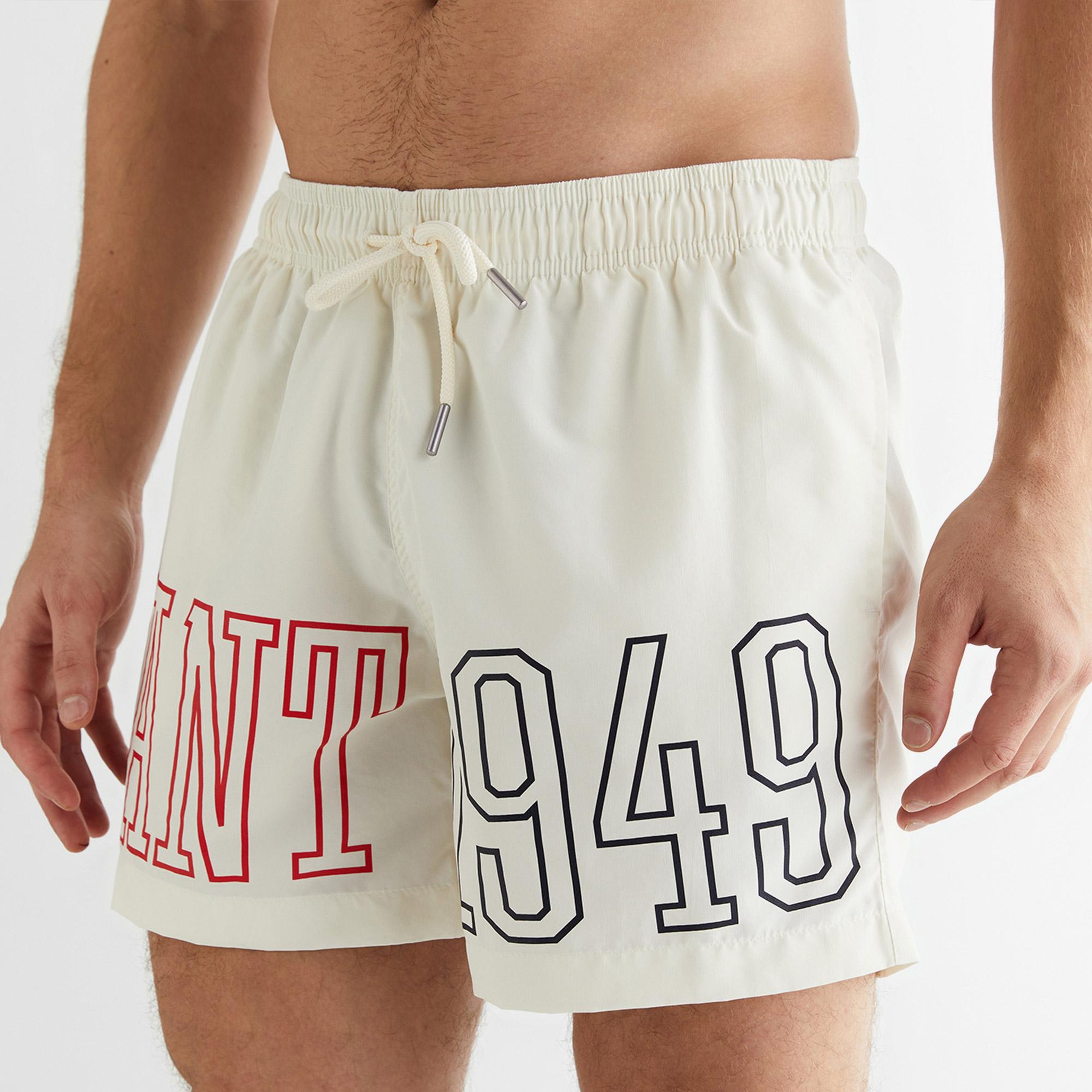 GANT Erkek Krem Regular Fit Logolu Deniz Şortu