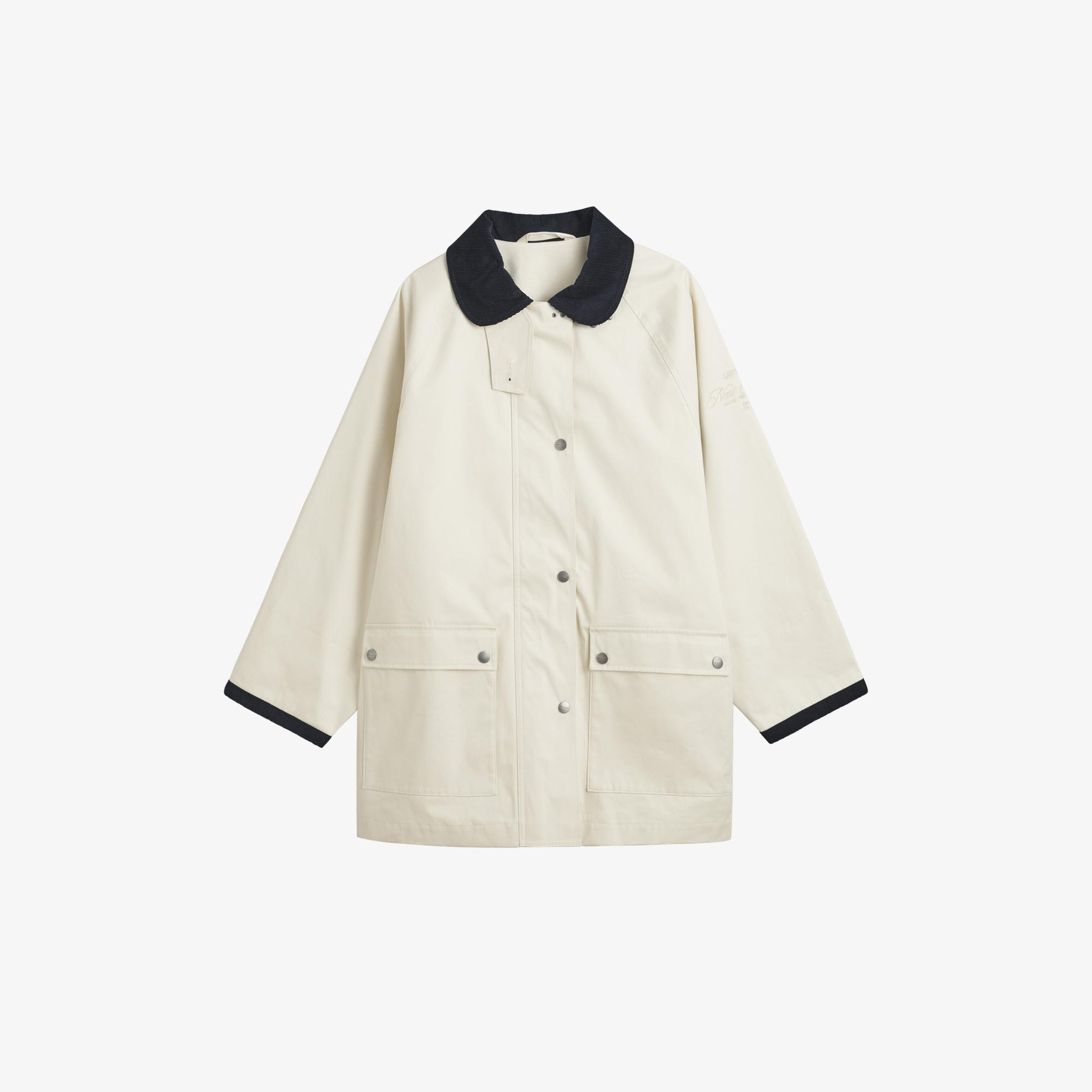 GANT Kadın Krem Relaxed Fit Klasik Yaka Ceket