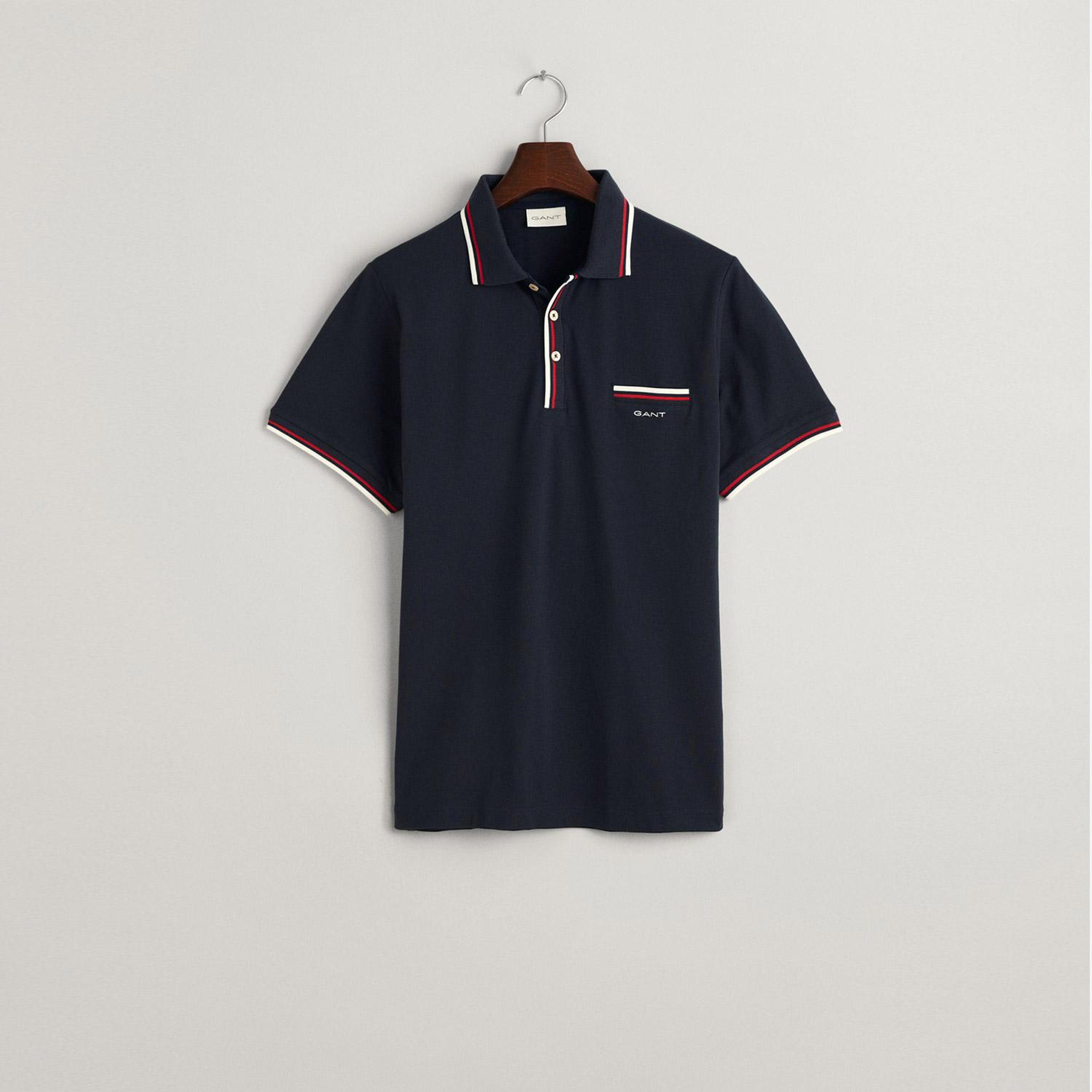 GANT Erkek Lacivert Regular Fit Çizgili Polo