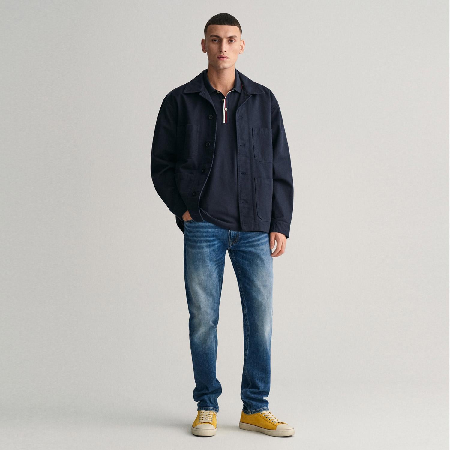 GANT Erkek Lacivert Regular Fit Çizgili Polo