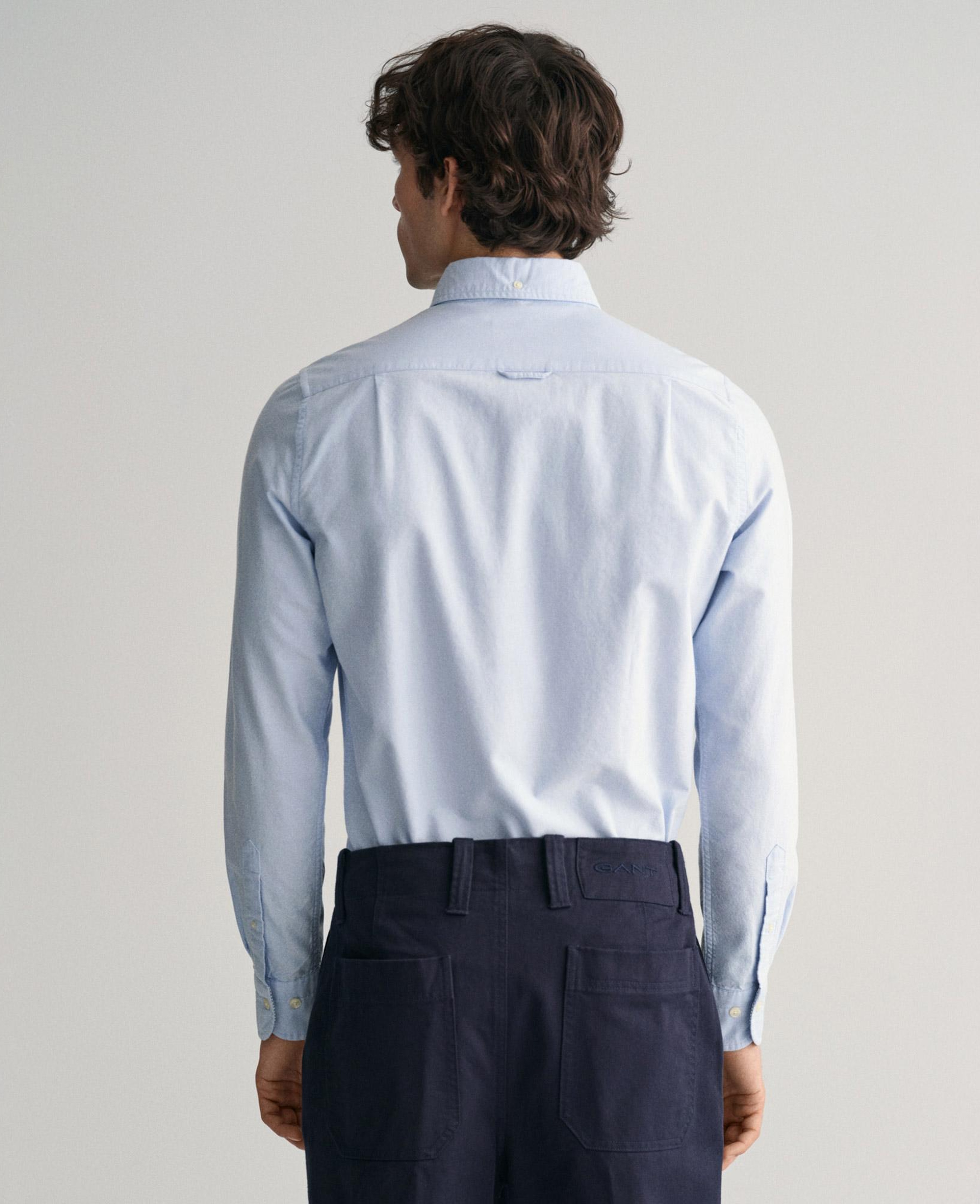 GANT Erkek Mavi Slim Fit Düğmeli Yaka Gömlek