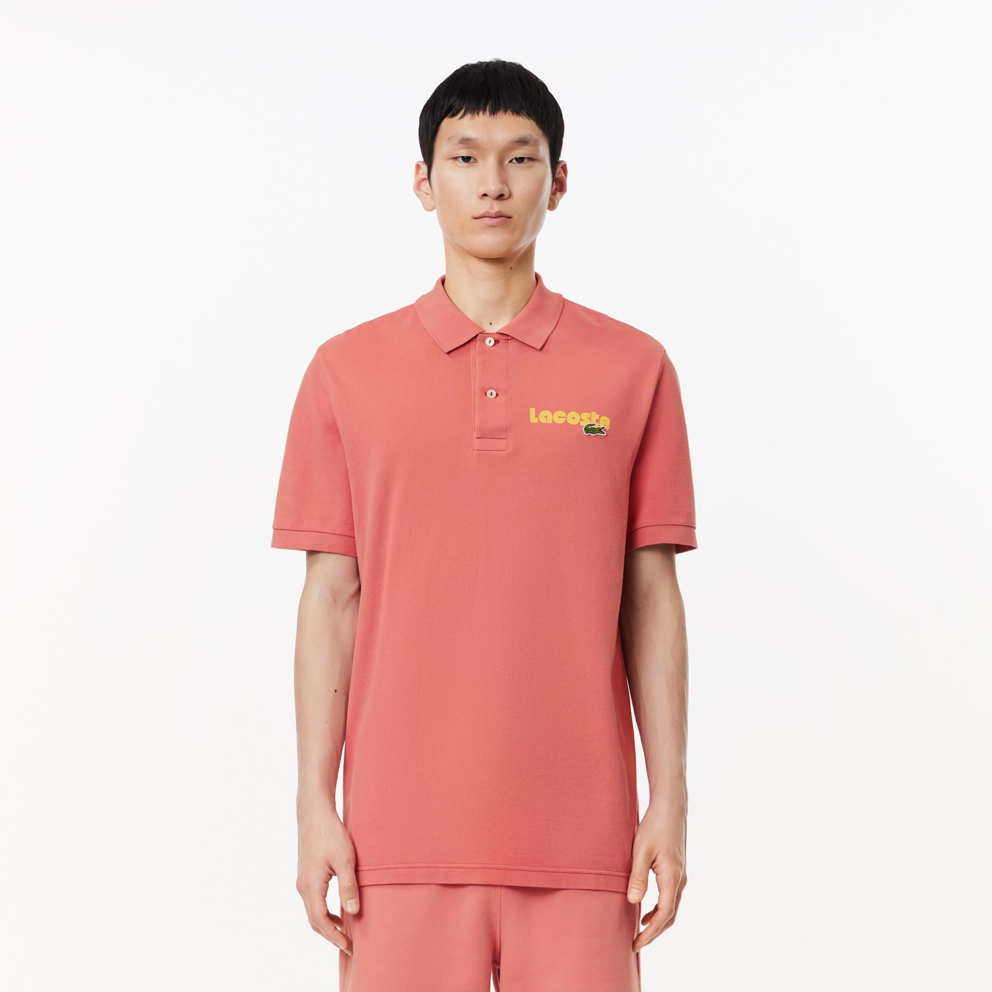 Erkek Regular Fit Baskılı Kırmızı Polo