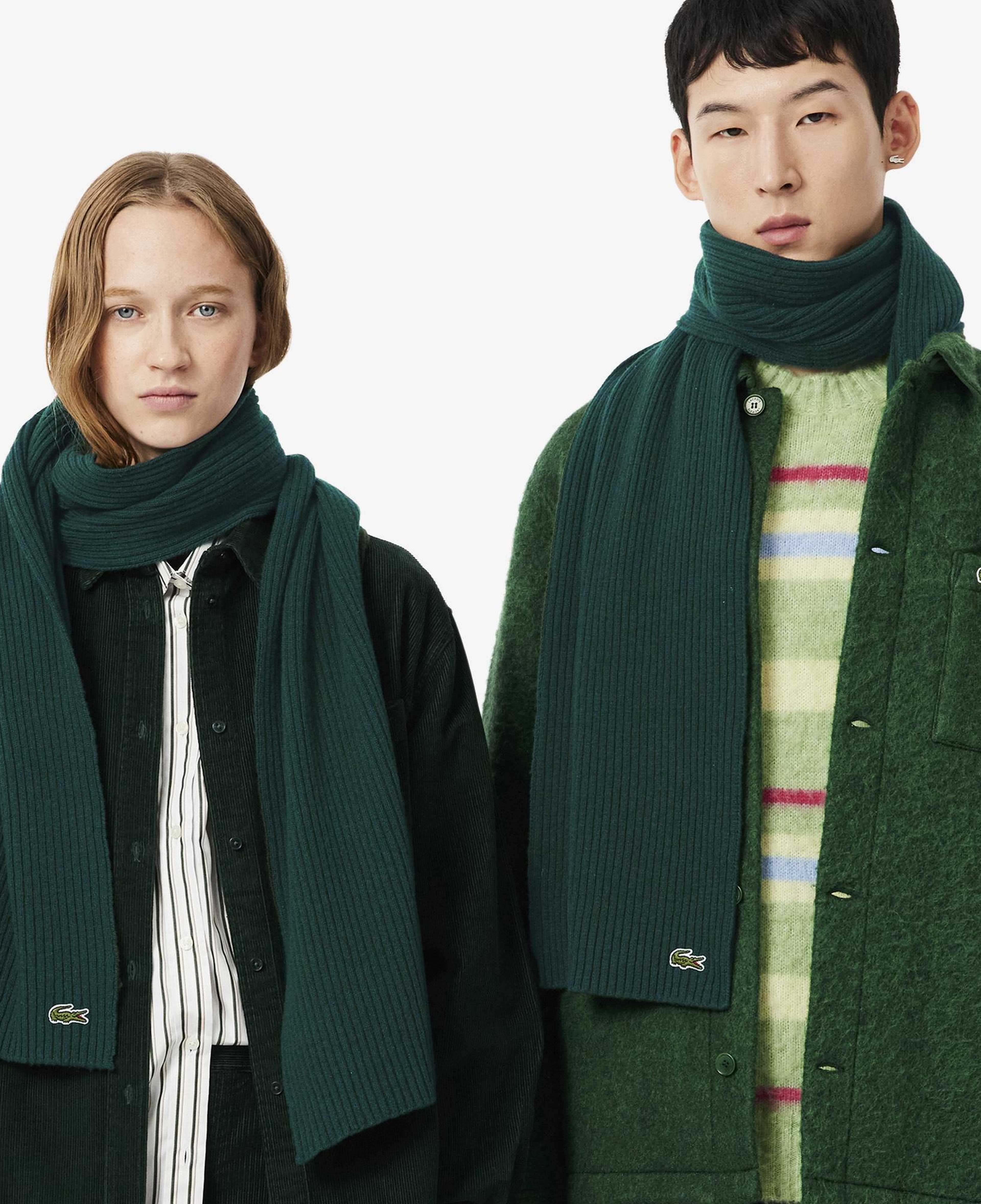Unisex Yün Koyu Yeşil Atkı