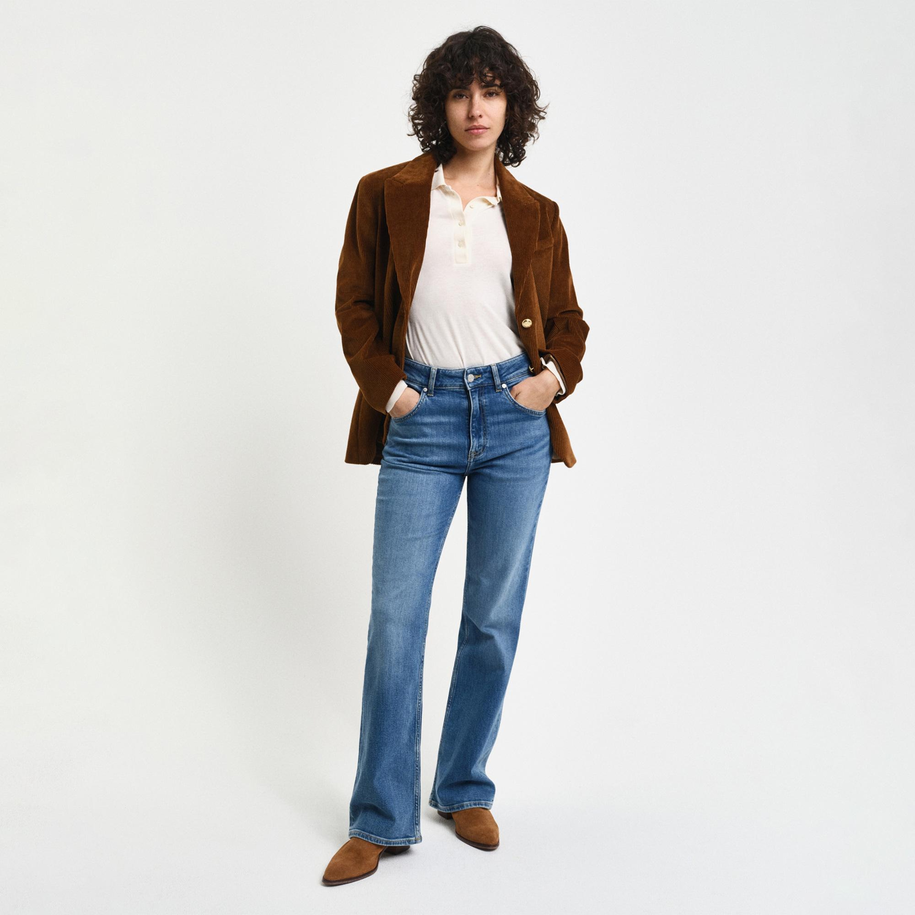 GANT Kadın Mavi Slim Fit Flare Jean Pantolon
