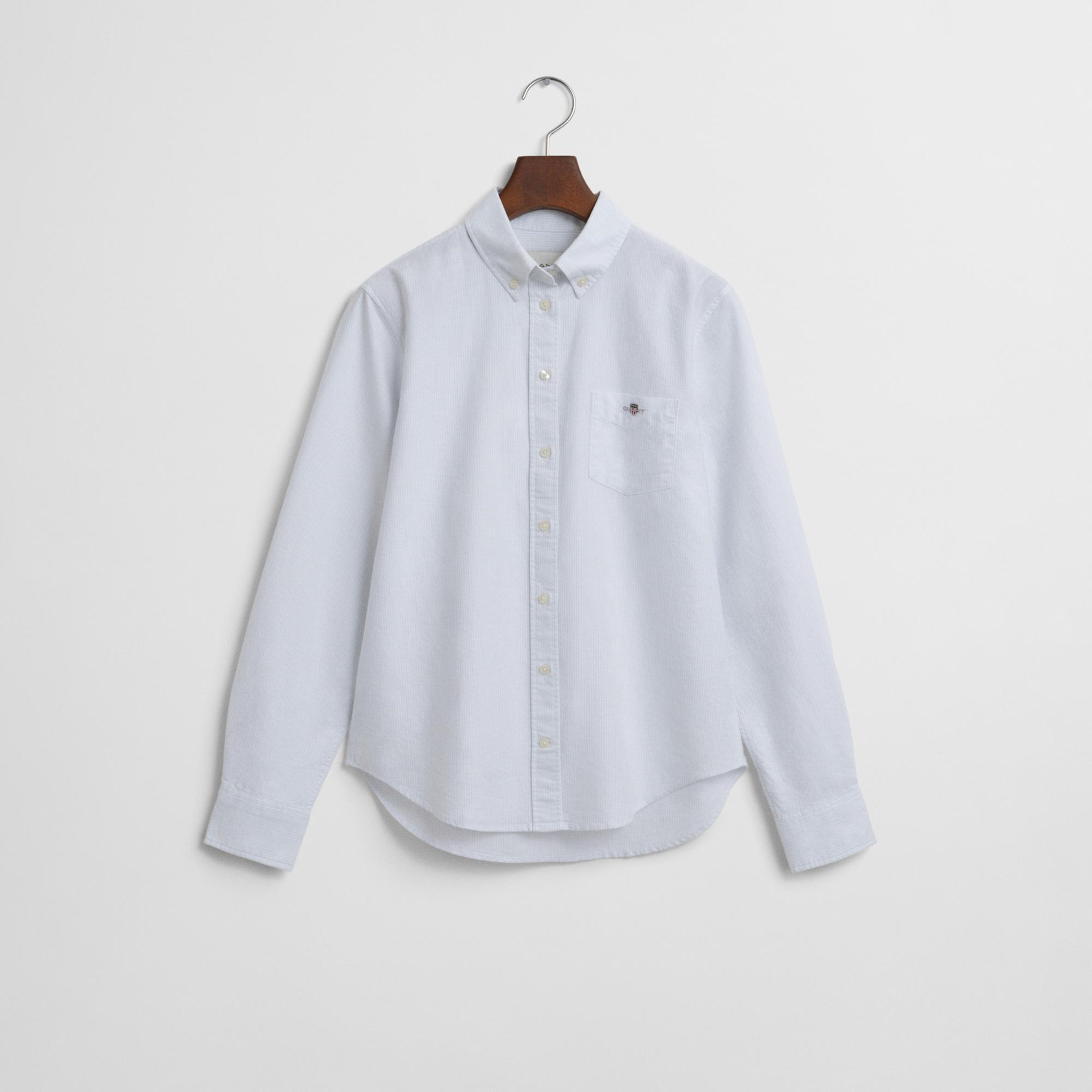 GANT Kadın Mavi Regular Fit Düğmeli Yaka Çizgili Gömlek