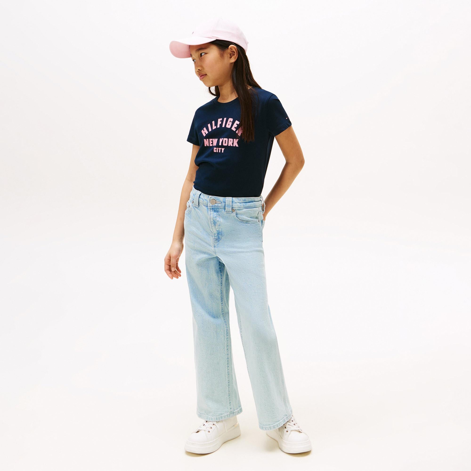 Tommy Hilfiger Glitter Curve NYC Logo Çocuk Lacivert T-Shirt