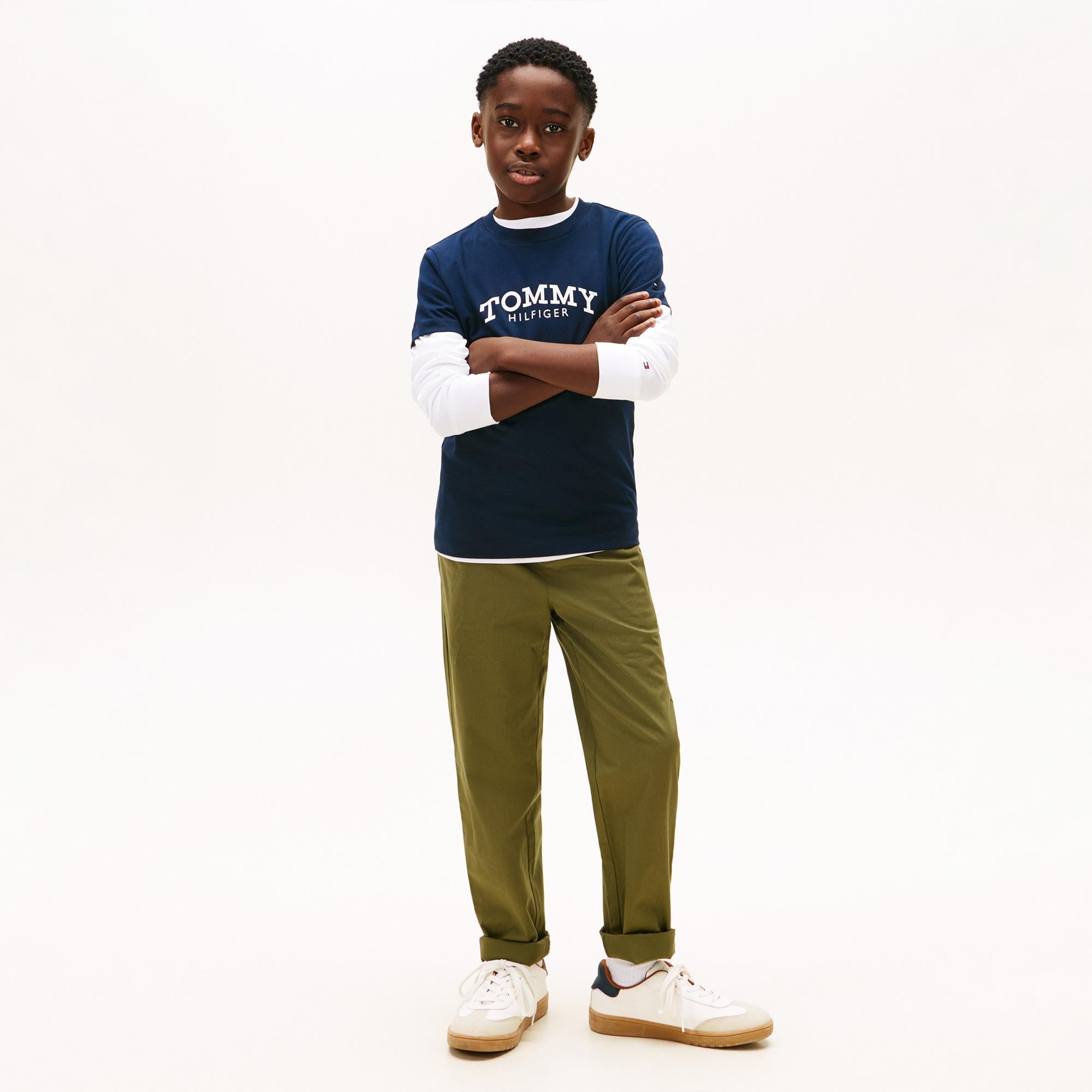 Tommy Hilfiger Monotype Print Graphic Çocuk Mavi T-Shirt