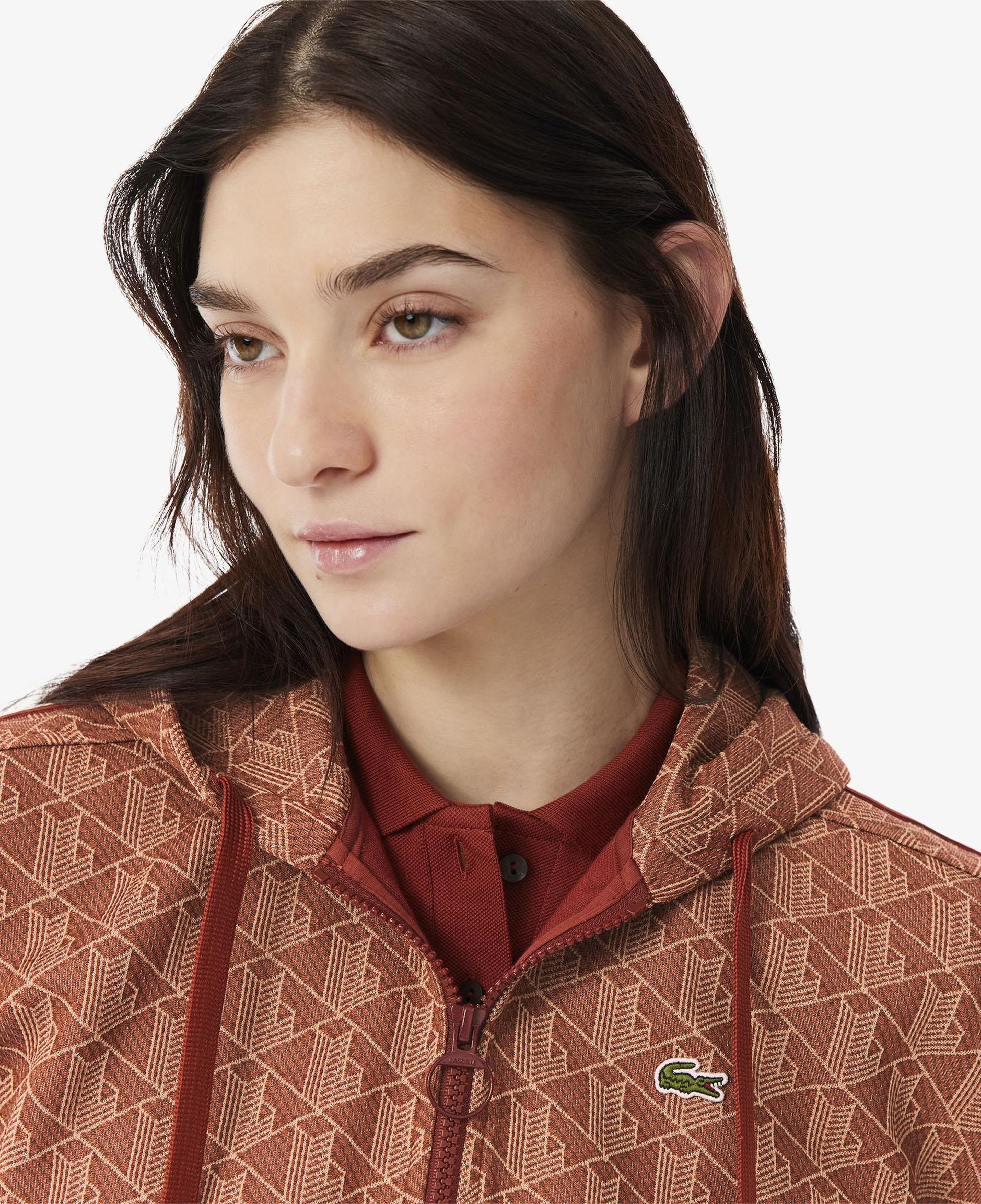 Lacoste Classic Fit Monogram Kadın Kahverengi Sweatshirt