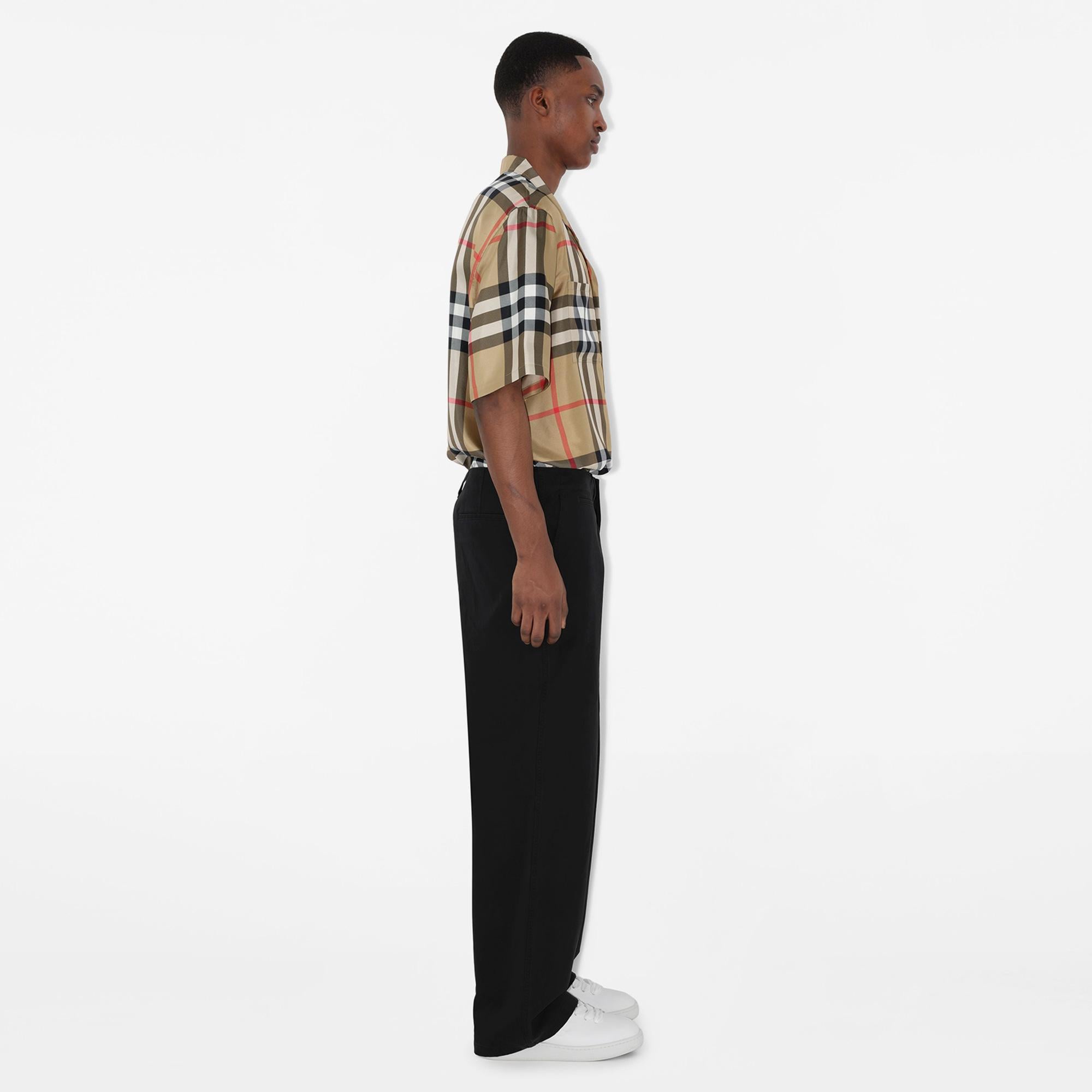 Burberry Erkek Bej İpek Gömlek