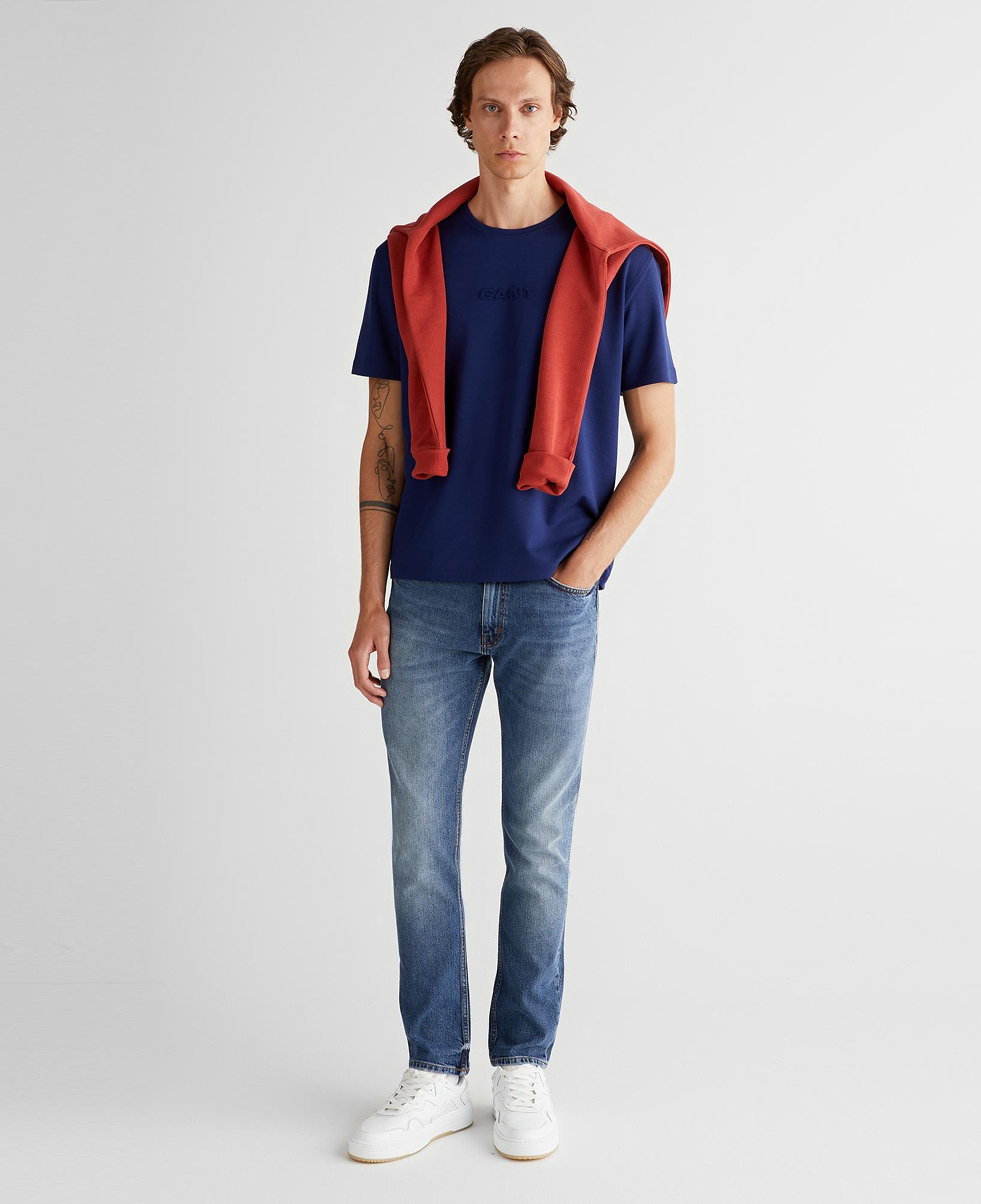 Erkek Mavi Relaxed Fit T-Shirt