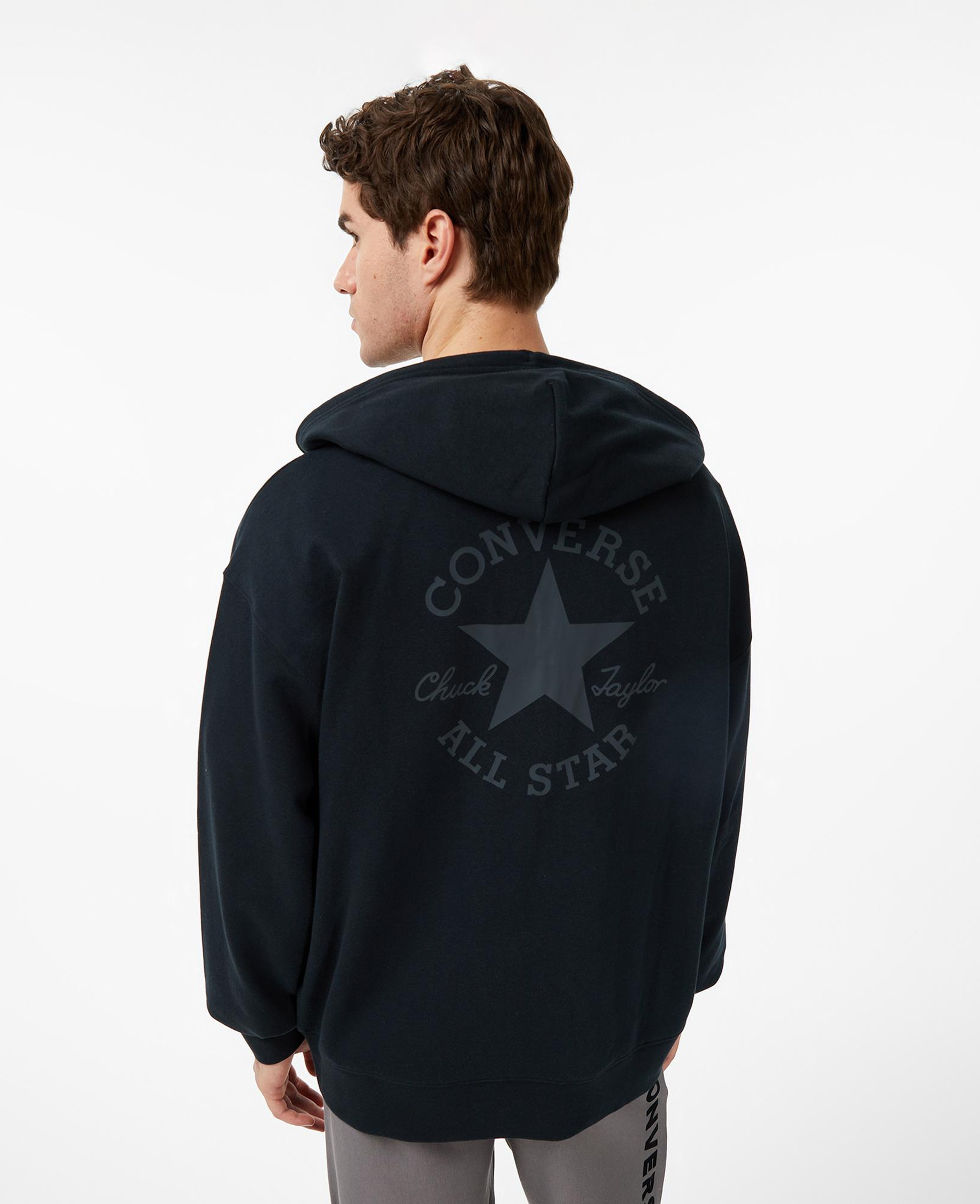 Converse Loose Fit Sneaker Patch Full Zip Erkek Siyah Sweatshirt
