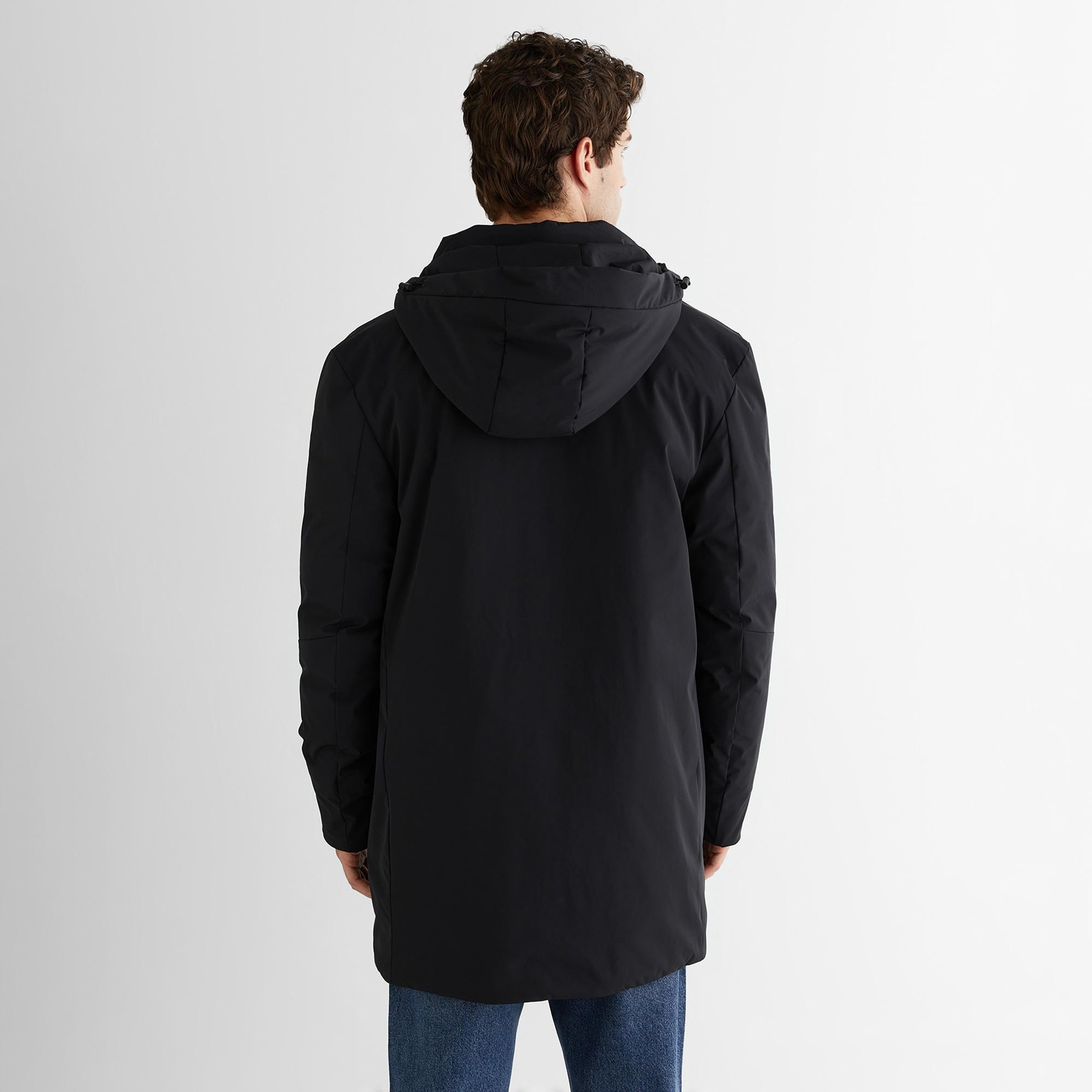 GANT Erkek Siyah Standart Fit Kapüşonlu Mont
