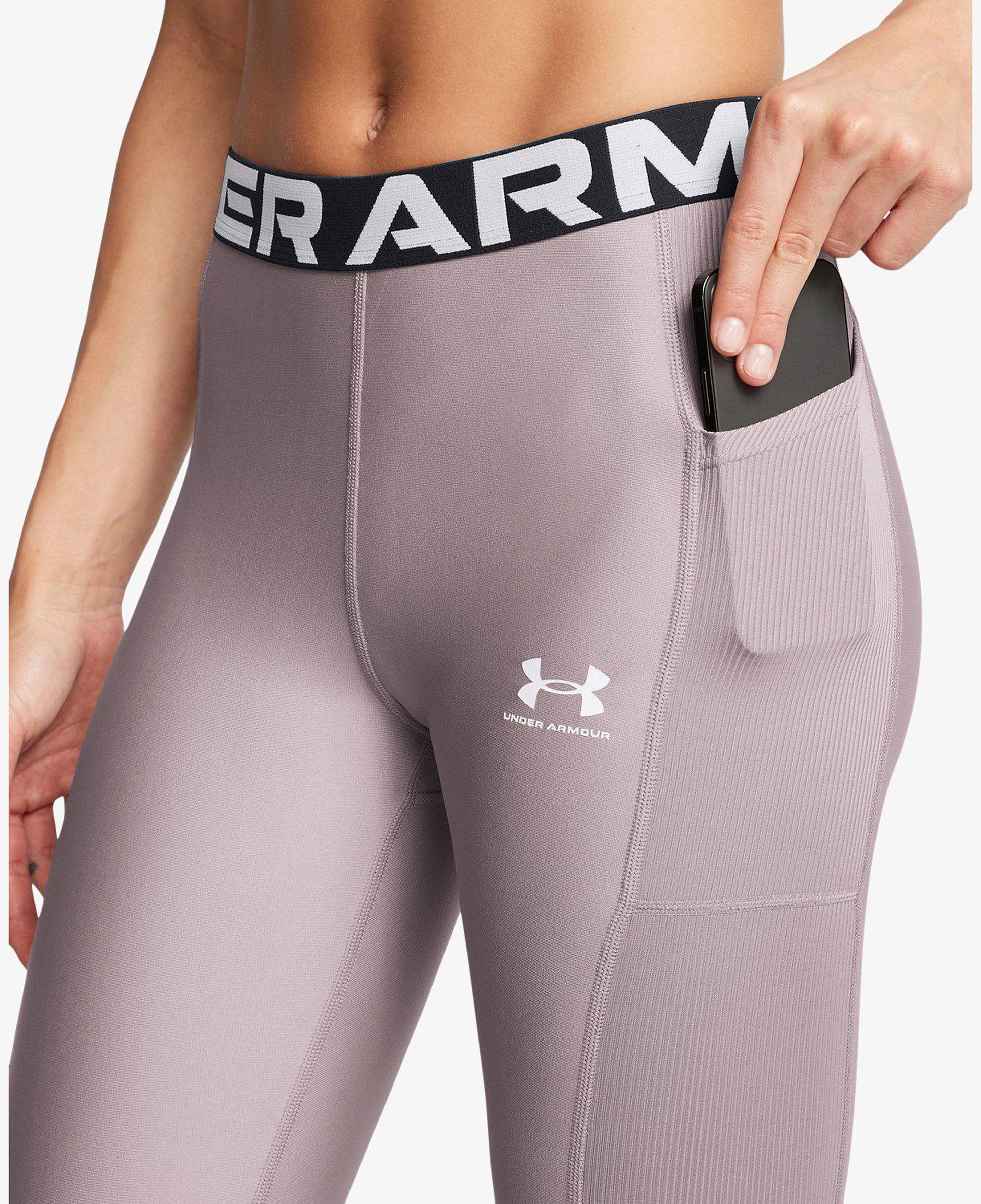 Under Armour Heat Gear Rib Kadın Mor Antrenman Taytı