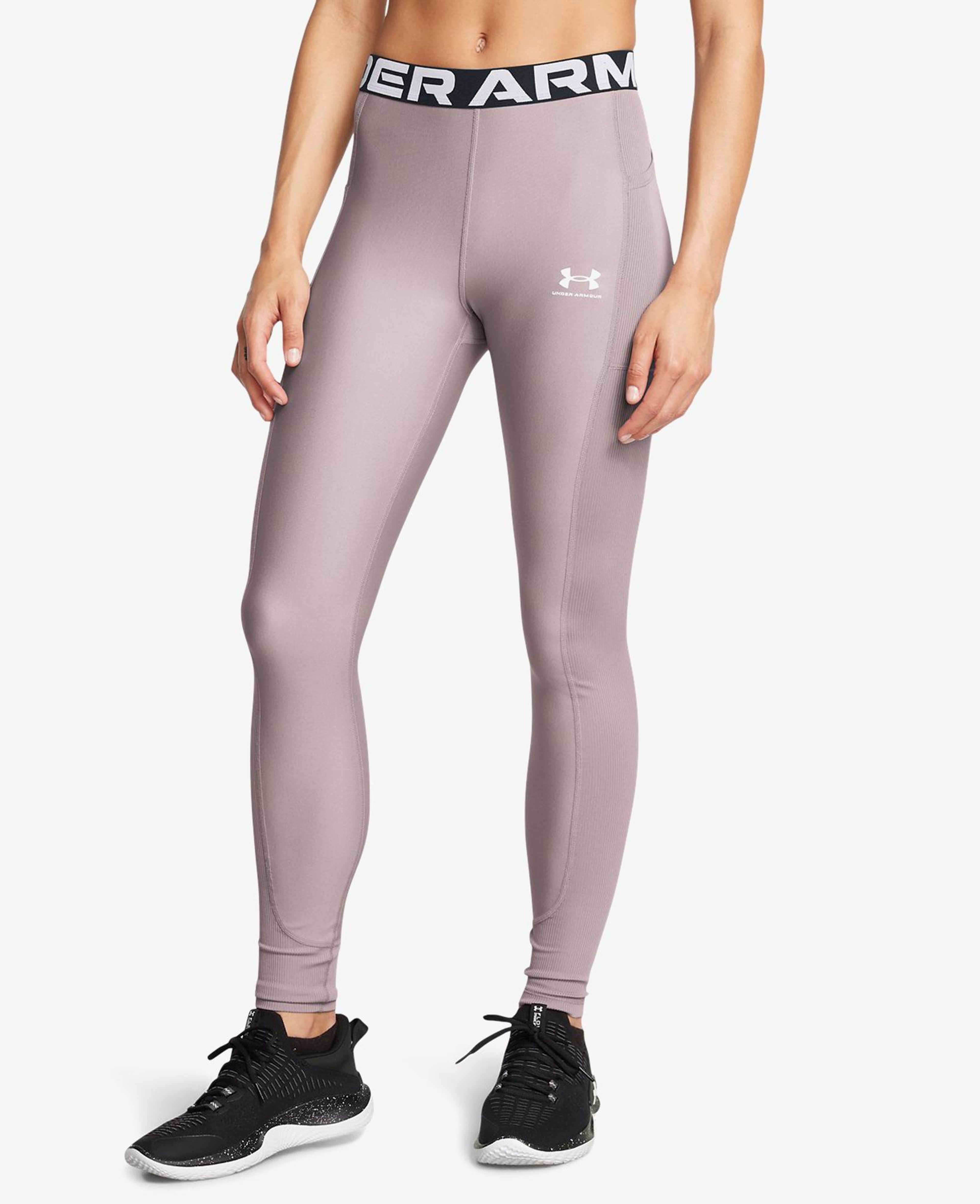 Under Armour Heat Gear Rib Kadın Mor Antrenman Taytı