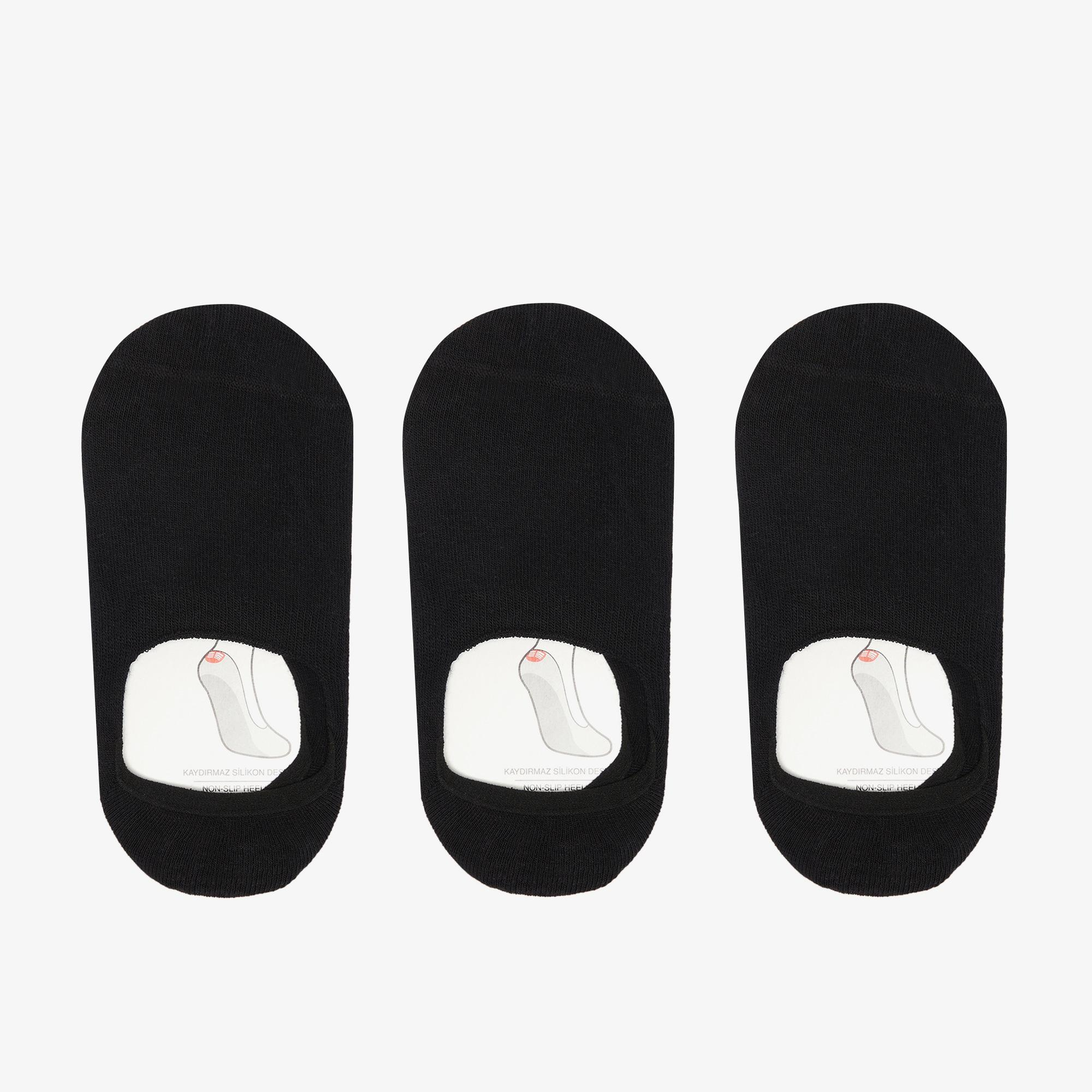 UNITED4 Unisex Siyah 3'lü Babet Çorap