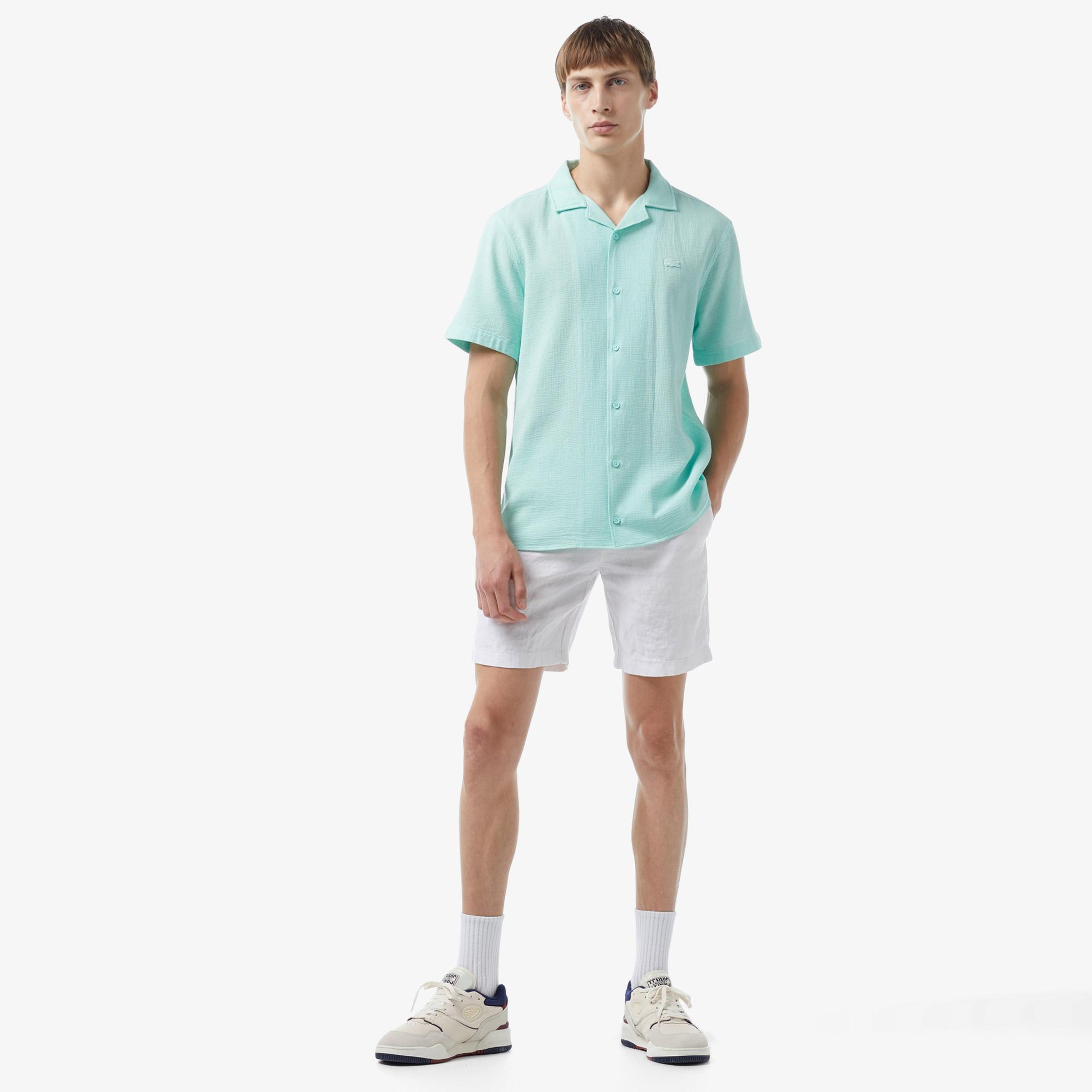 Erkek Relaxed Fit Kısa Kollu Yeşil Gömlek