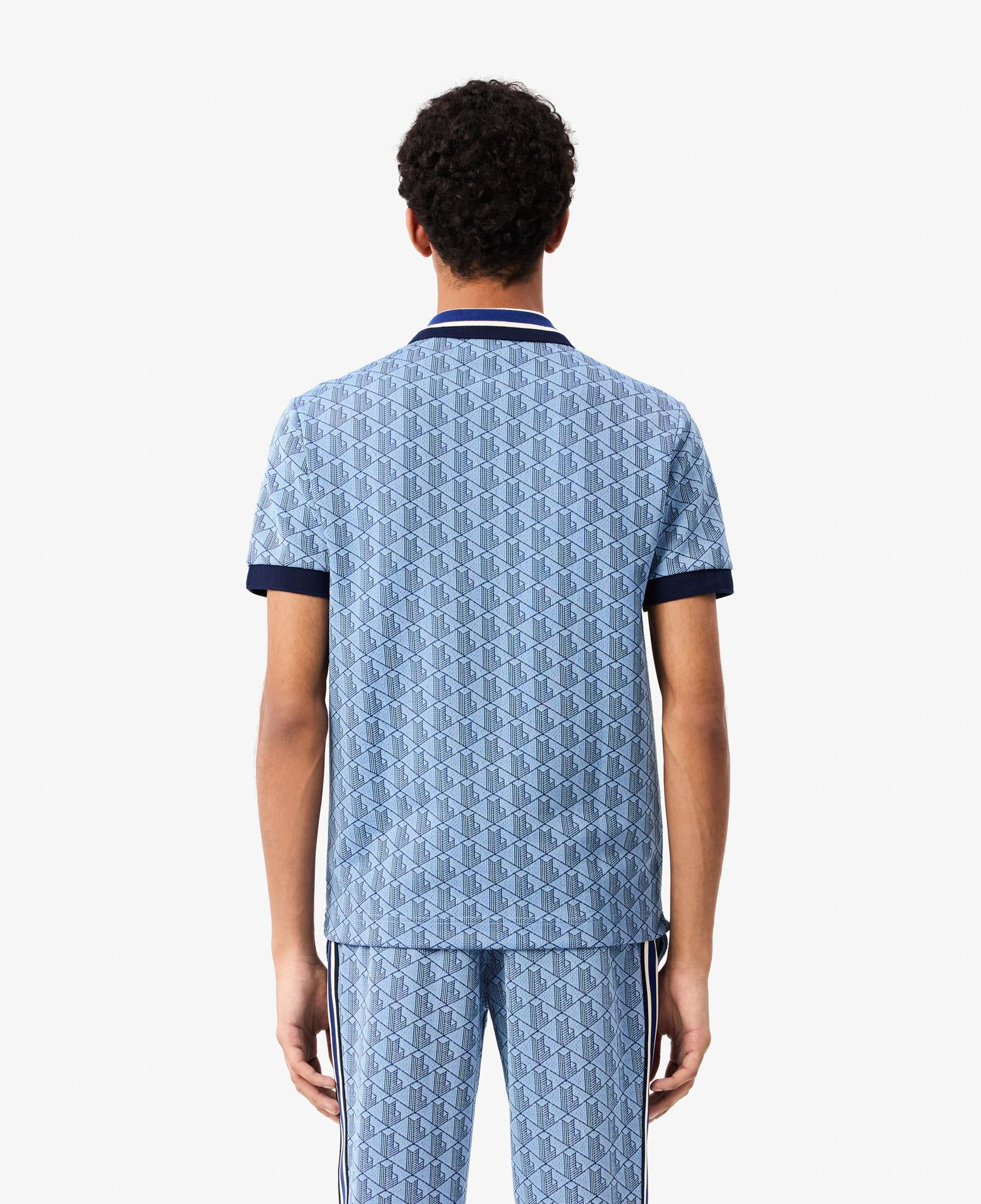 Lacoste Classic Fit Contrast Collar Monogram Erkek Mavi Polo