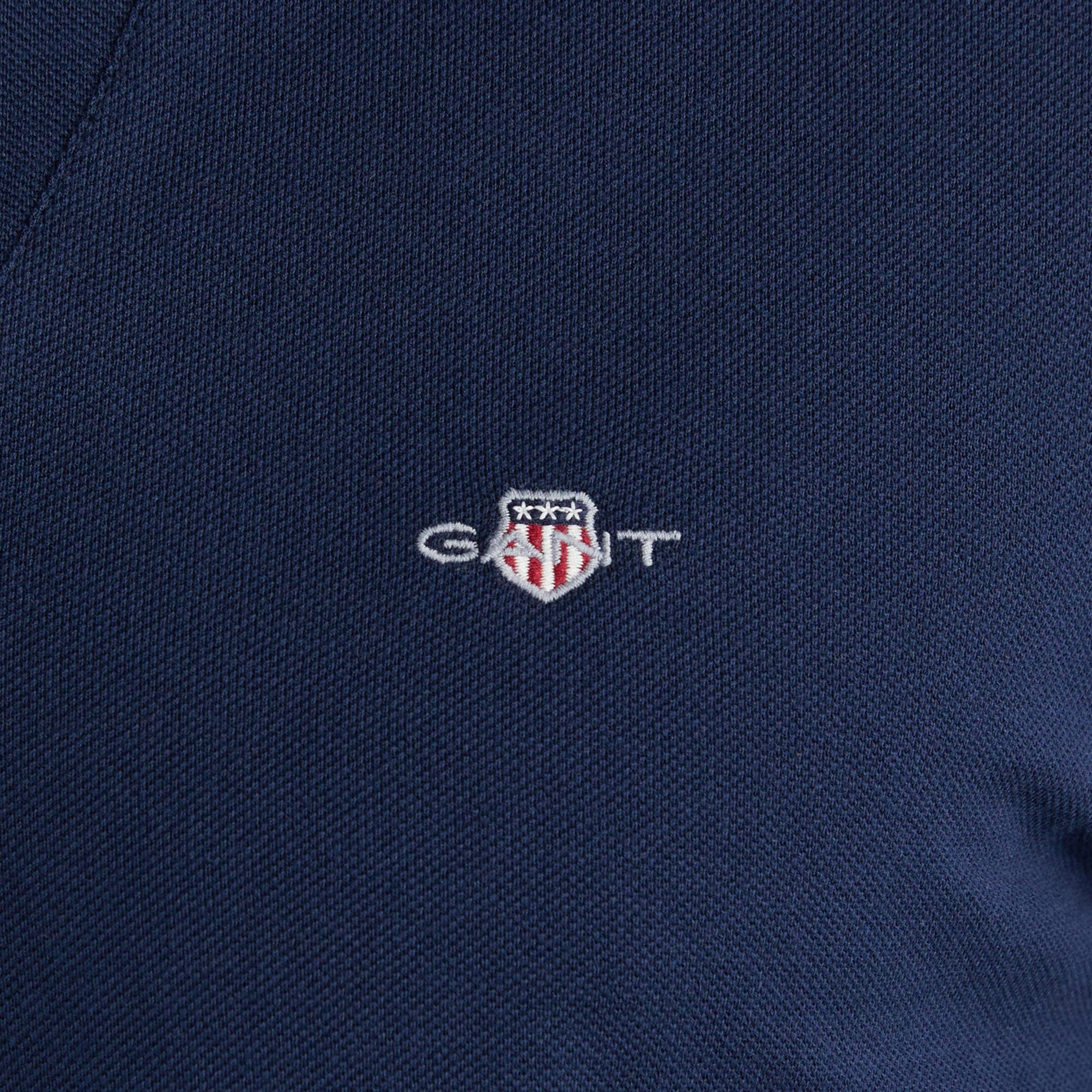 GANT Erkek Lacivert Slim Fit V Yaka Polo