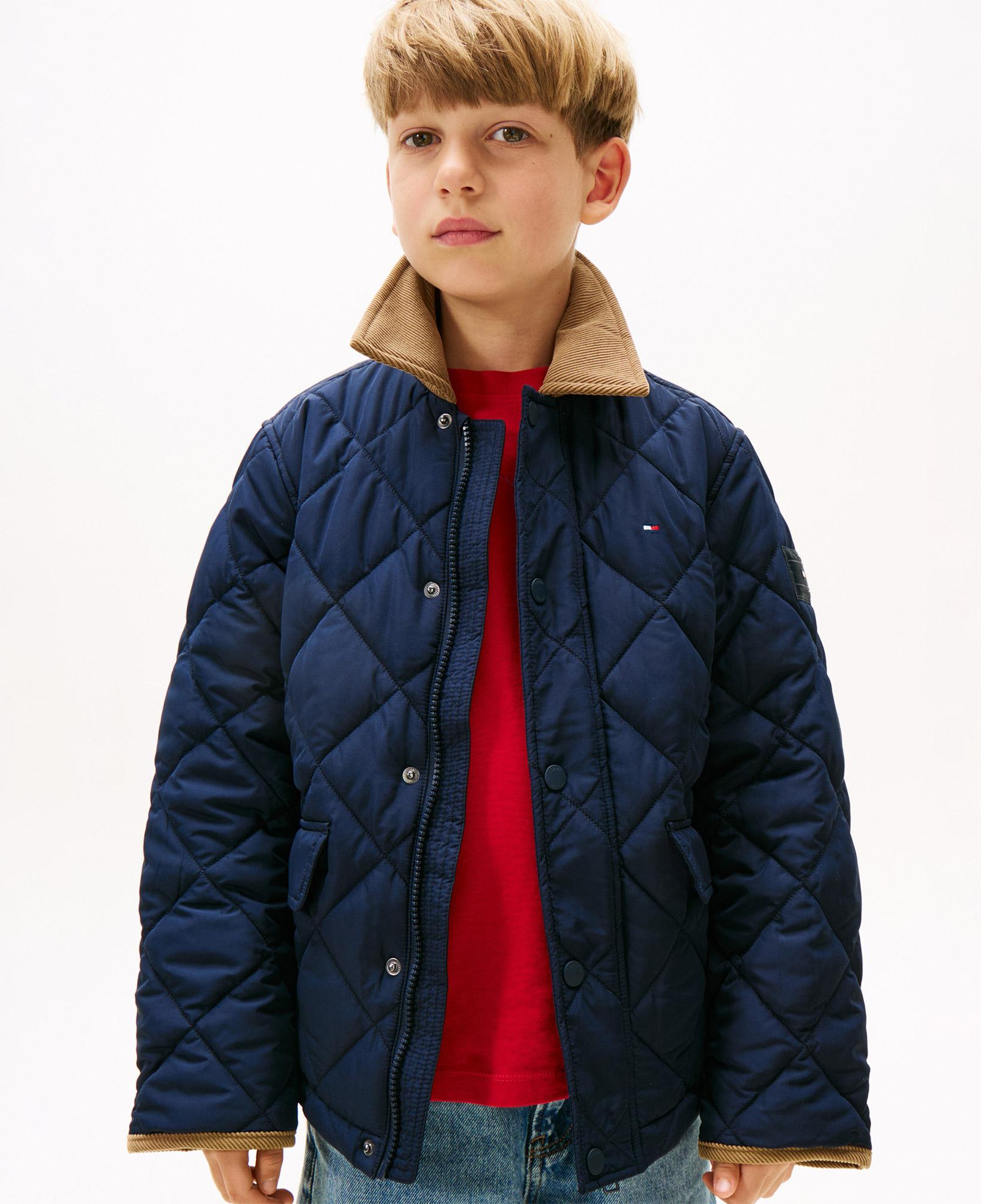 Tommy Hilfiger Contrast Collar Quilted Relaxed Çocuk Lacivert Ceket