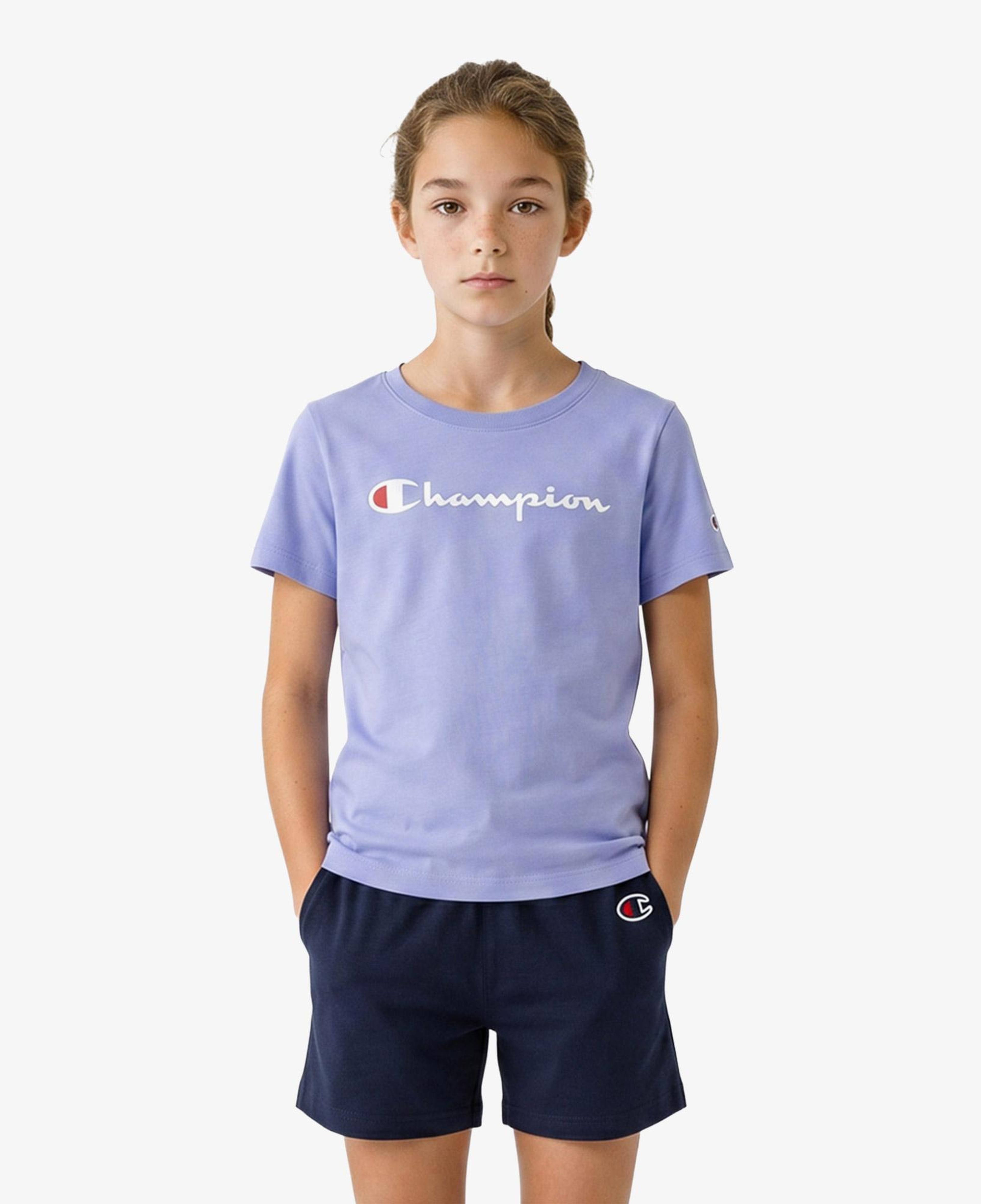 Champion Crewneck SS Çocuk Mor T-Shirt
