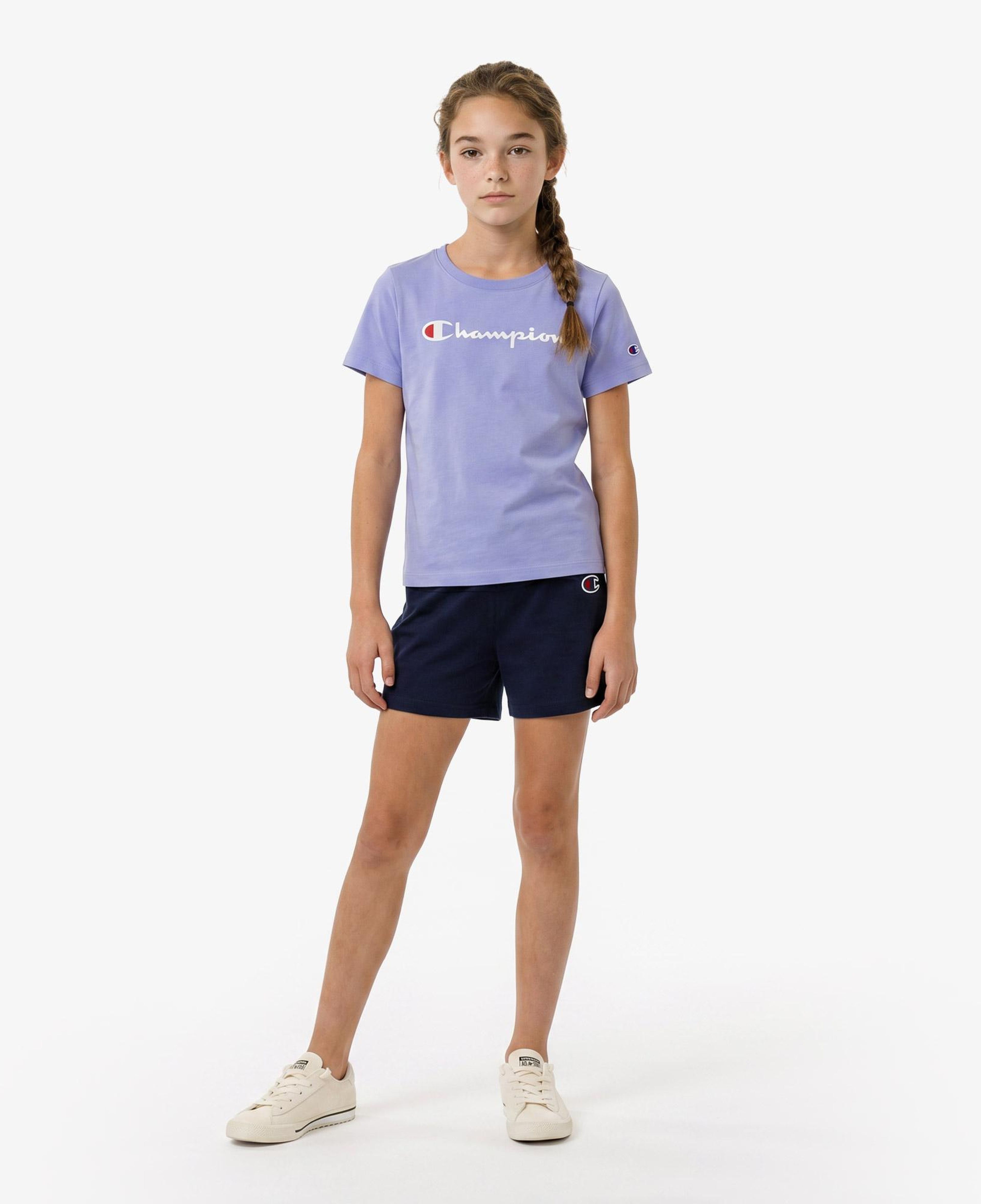 Champion Crewneck SS Çocuk Mor T-Shirt