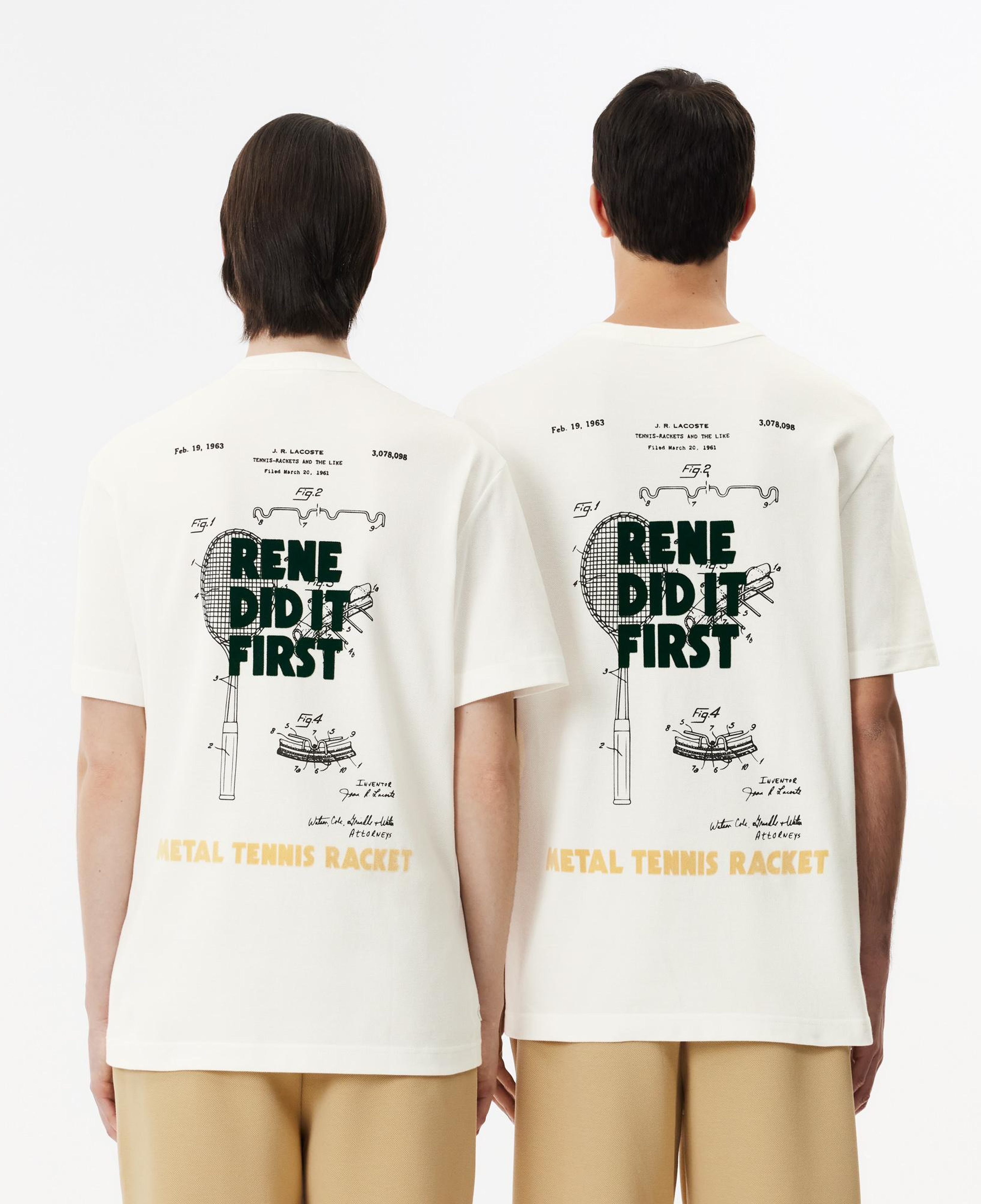 Unisex Classic Fit Bisiklet Yaka Baskılı Bej T-Shirt