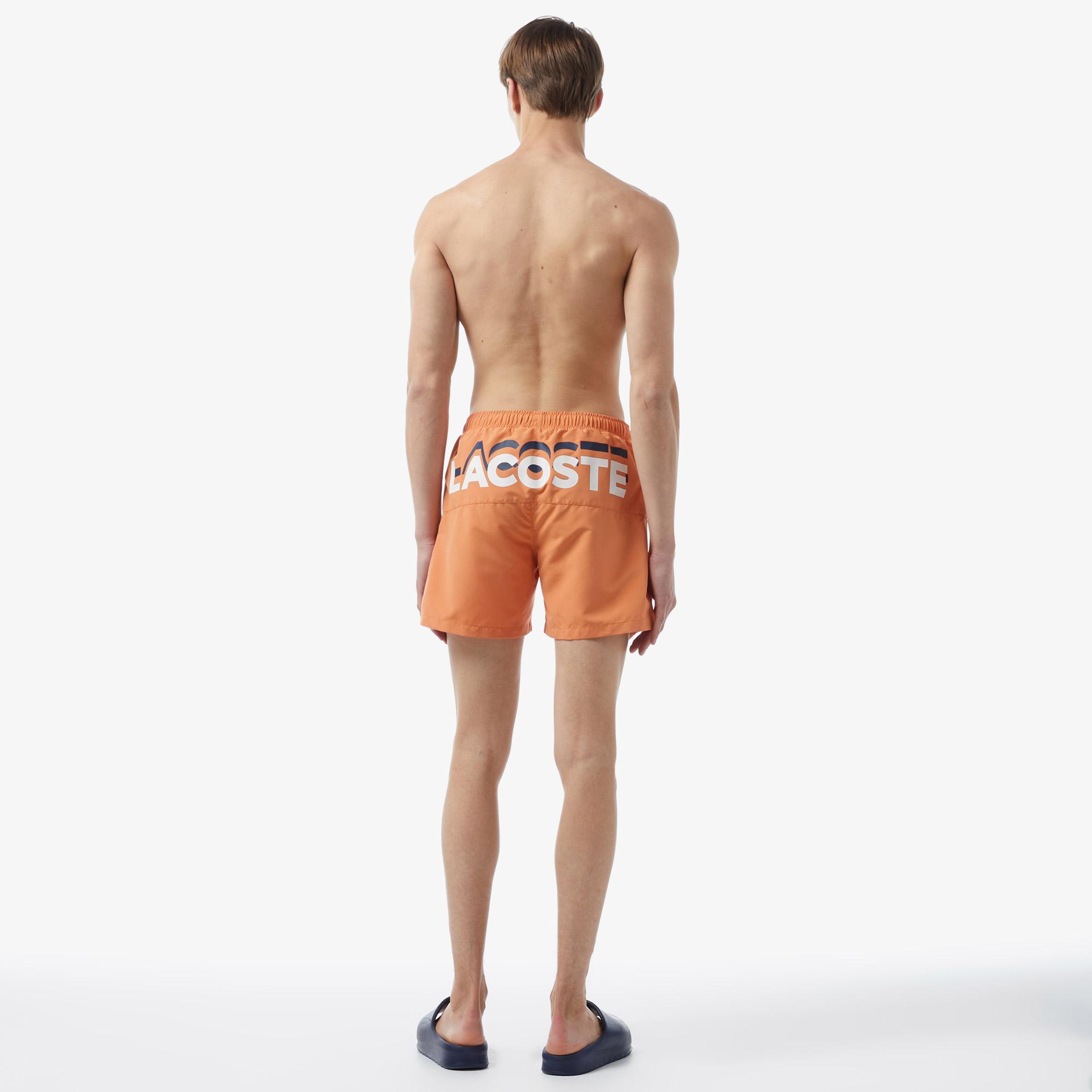 Lacoste Erkek Baskılı Turuncu Deniz Şortu