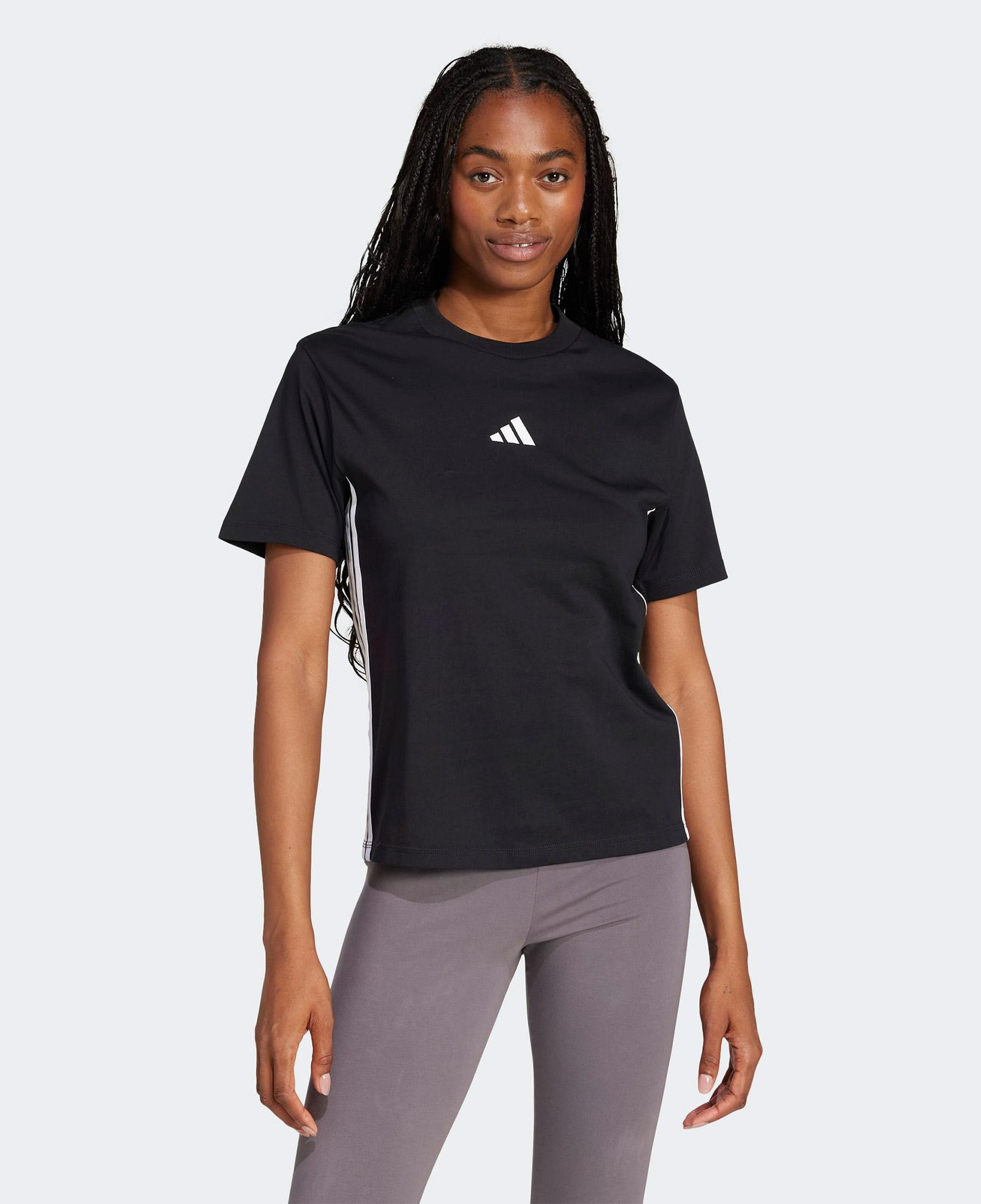 adidas Essentials 3 Stripes Cotton Kadın Siyah T-Shirt