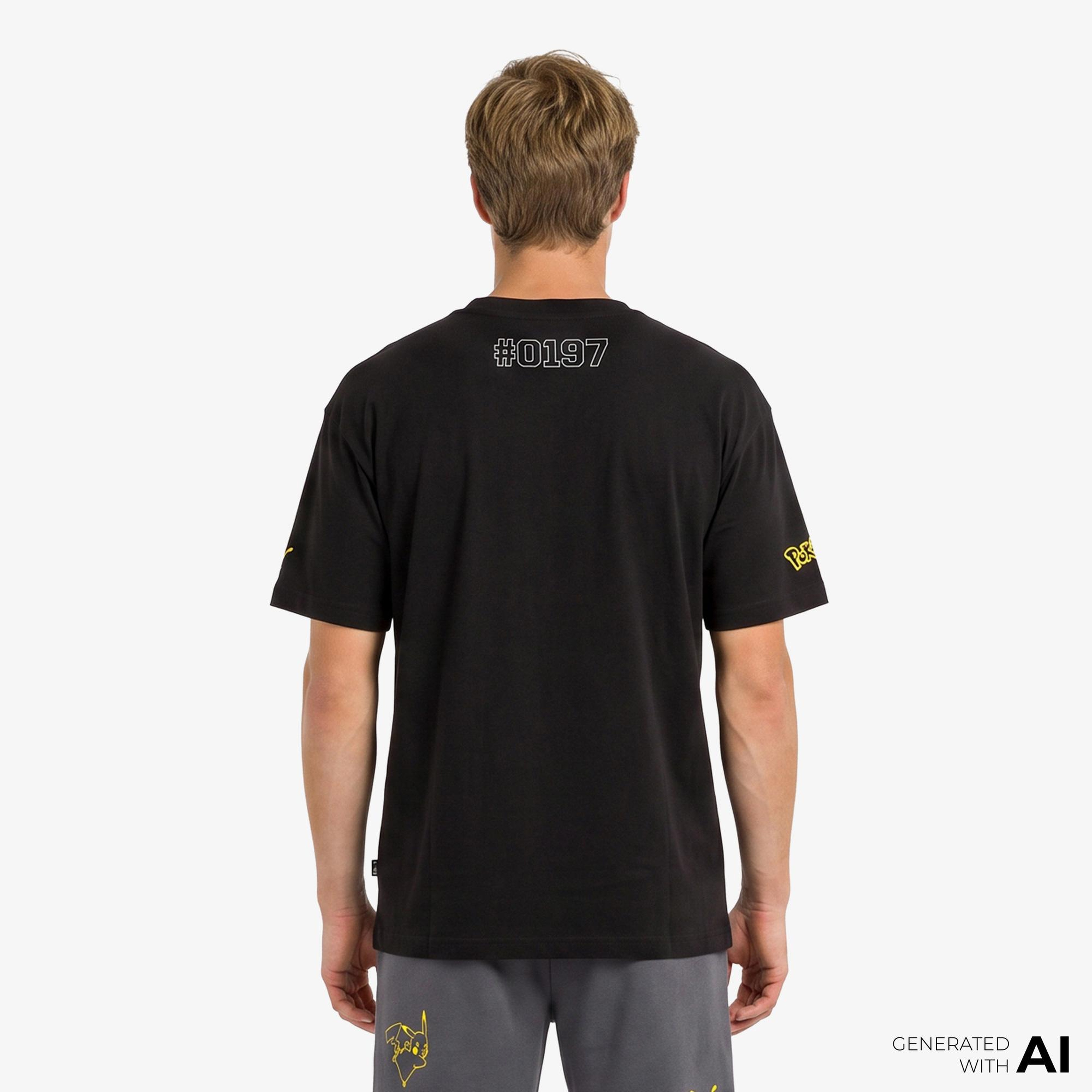 Puma X Pokemon Graphic Erkek Siyah T-Shirt