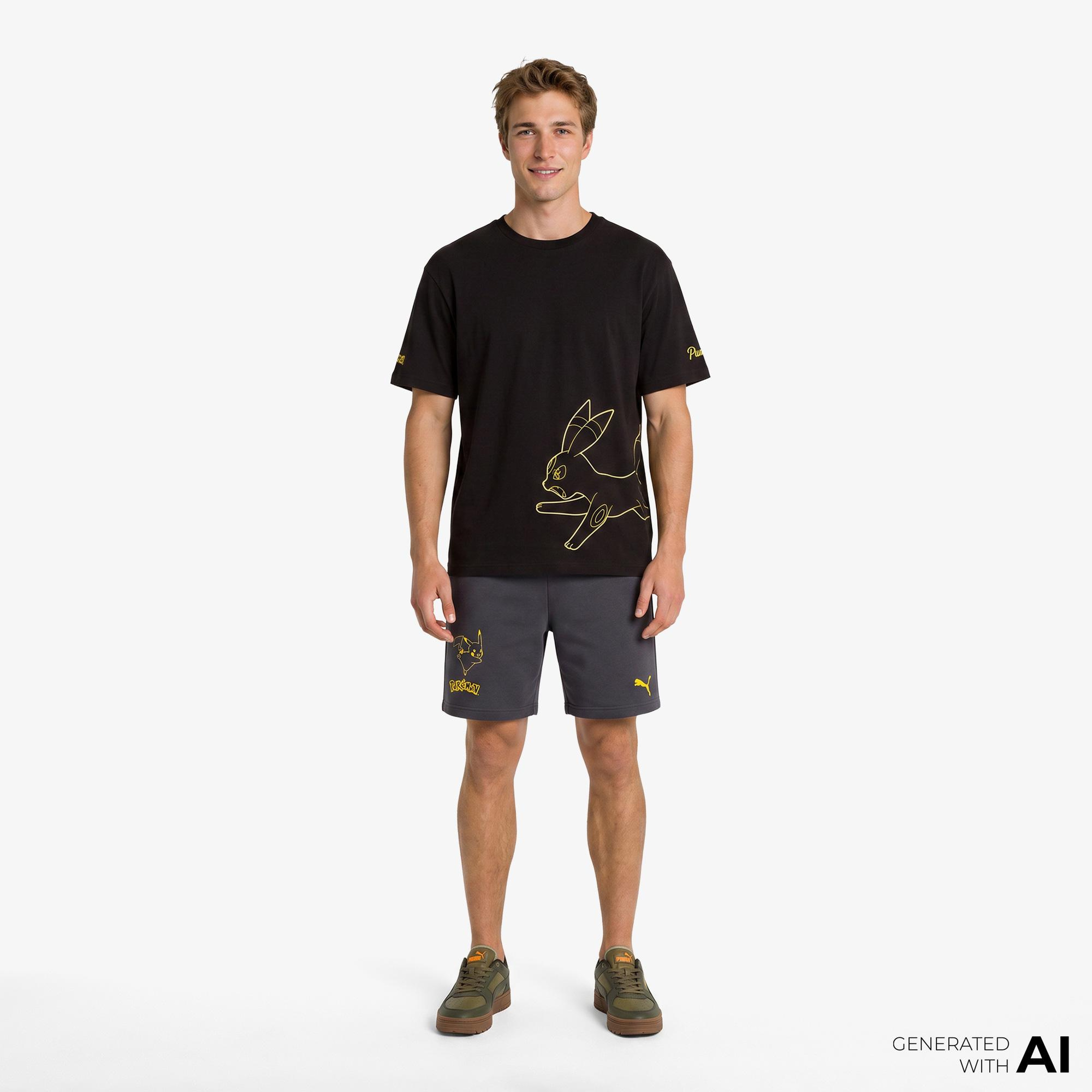 Puma X Pokemon Graphic Erkek Siyah T-Shirt