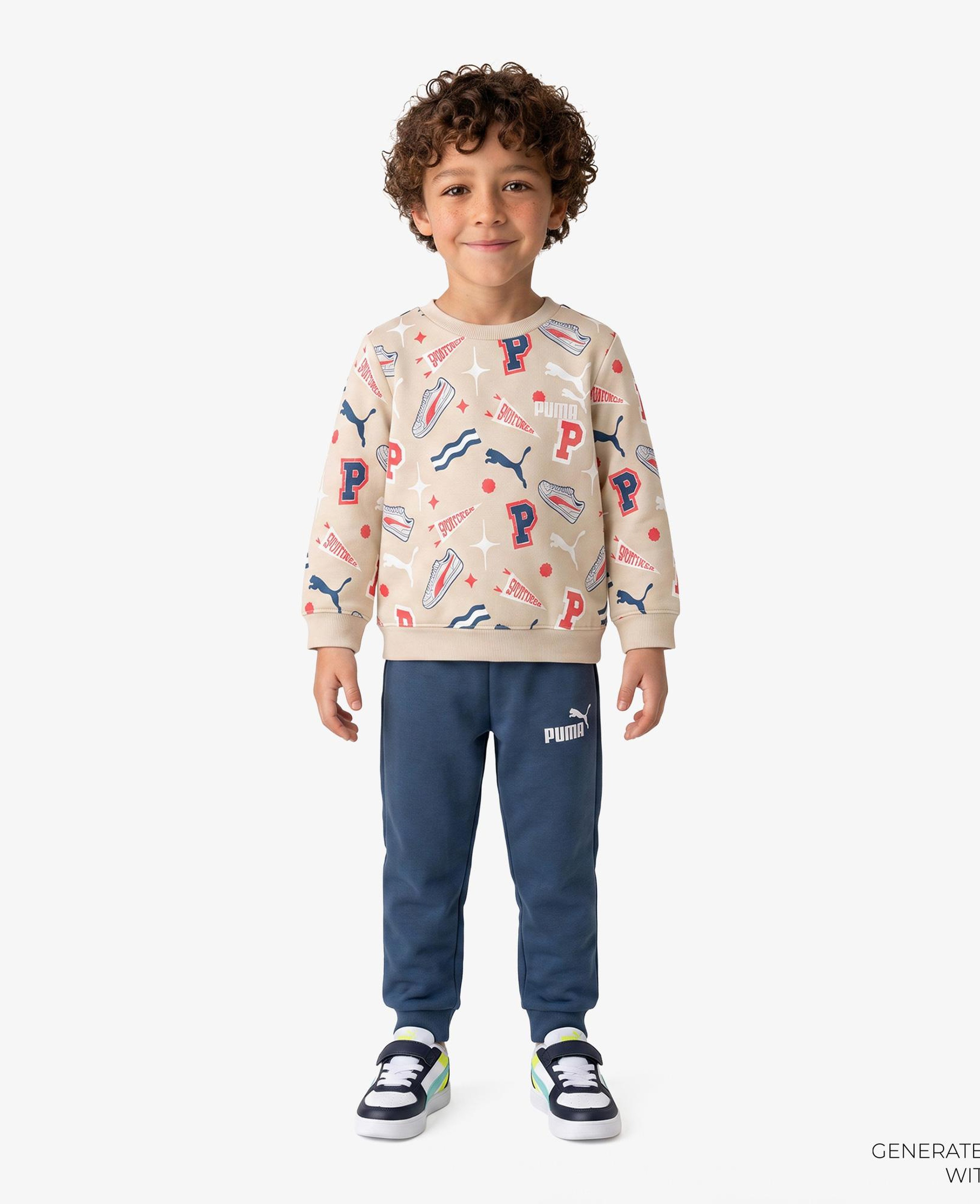 Puma Minicats Crew Çocuk Krem Eşofman Takımı