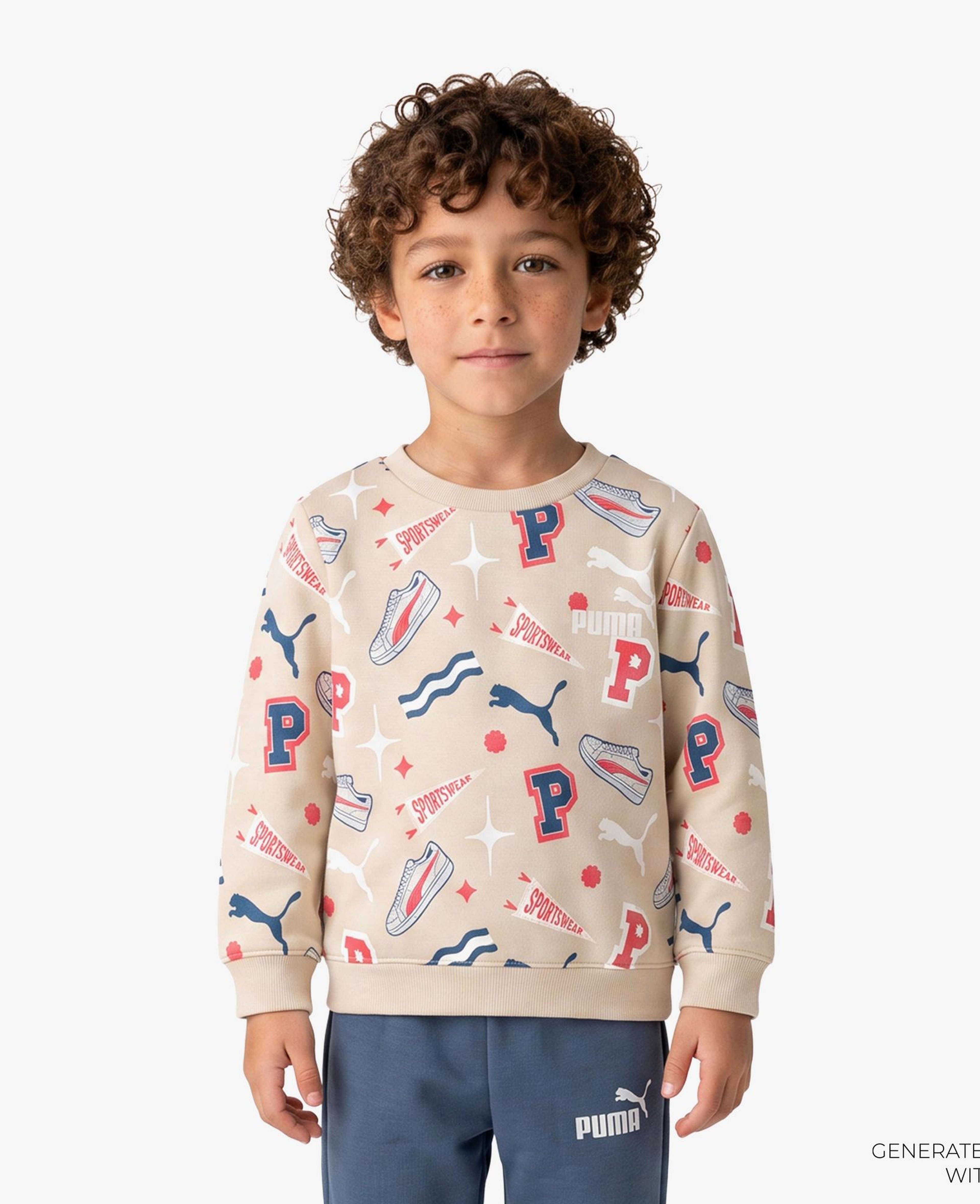 Puma Minicats Crew Çocuk Krem Eşofman Takımı