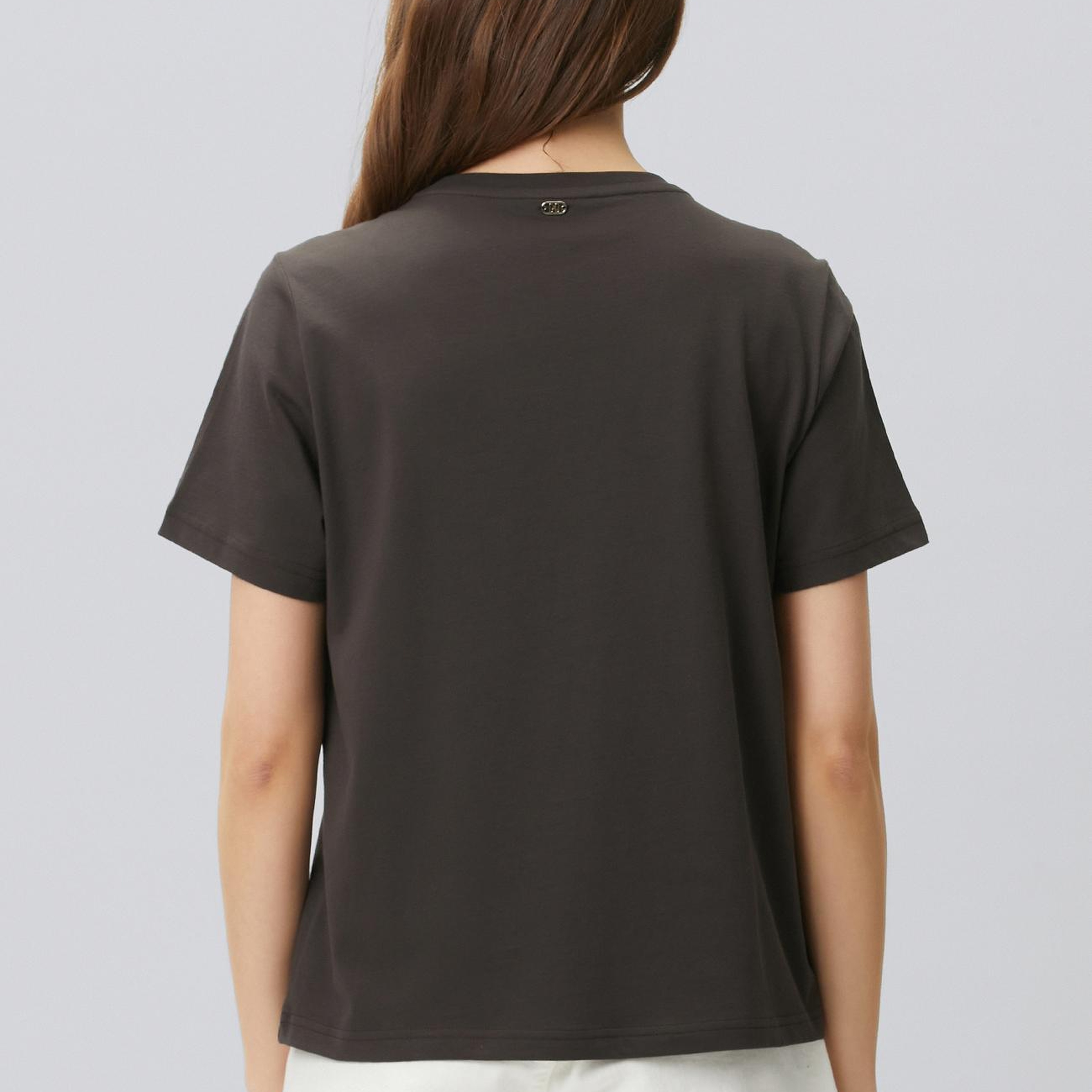 Network Kadın Kahverengi Royal Desen Taş Baskılı T-shirt