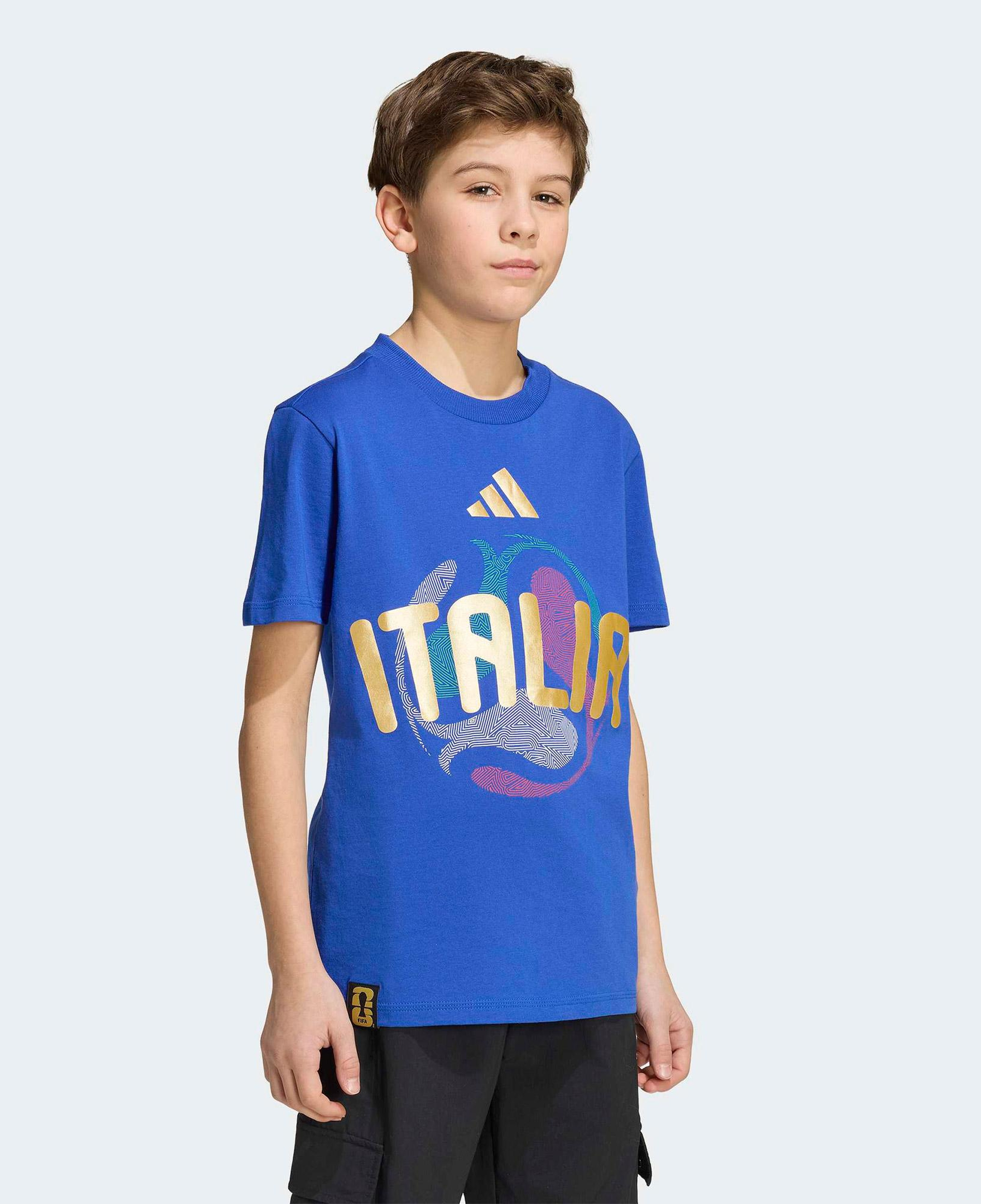 adidas İtalya Milli Takım Çocuk Mavi T-Shirt
