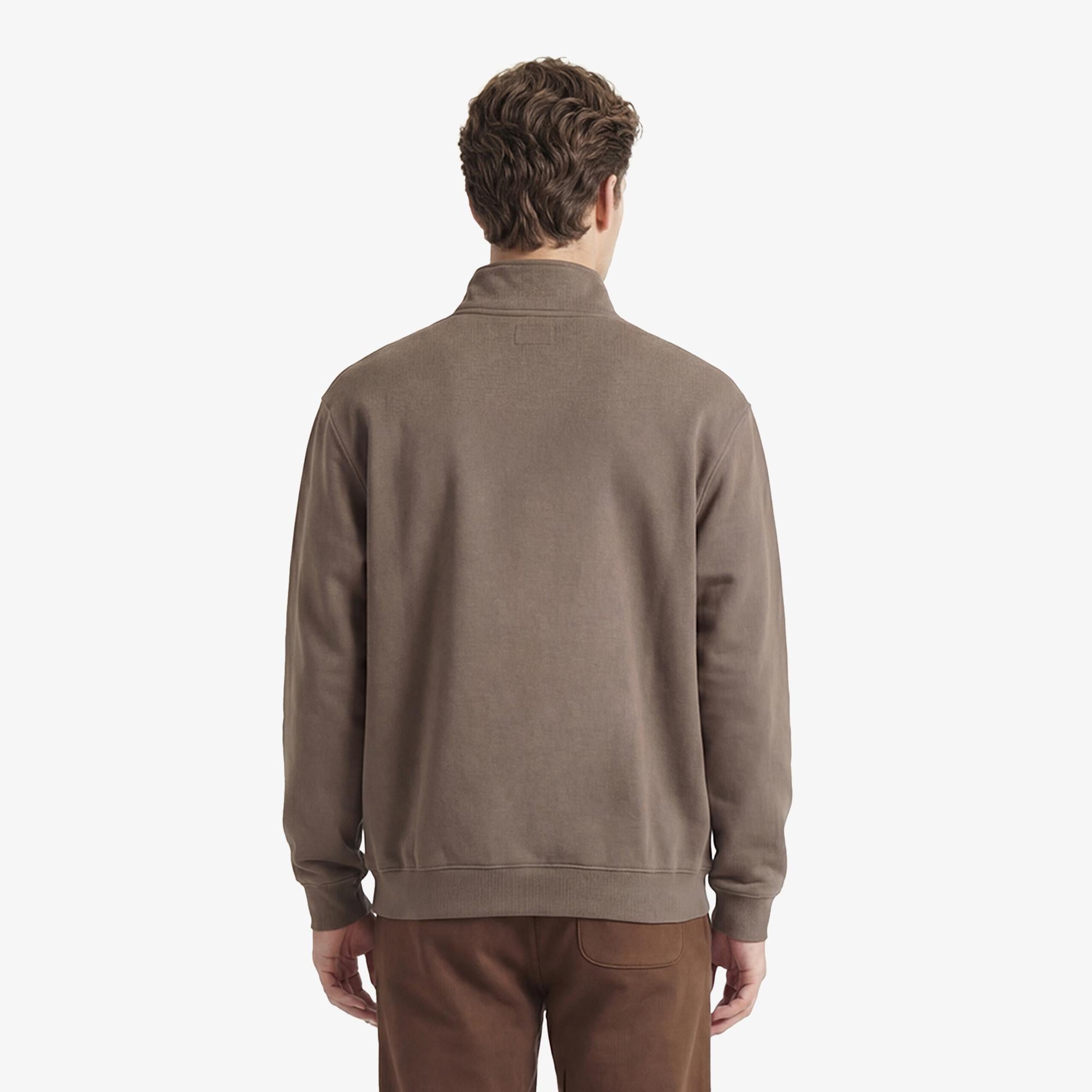 Converse Sneaker Logo Loose Fit Yarım Fermuarlı Erkek Kahverengi Sweatshirt