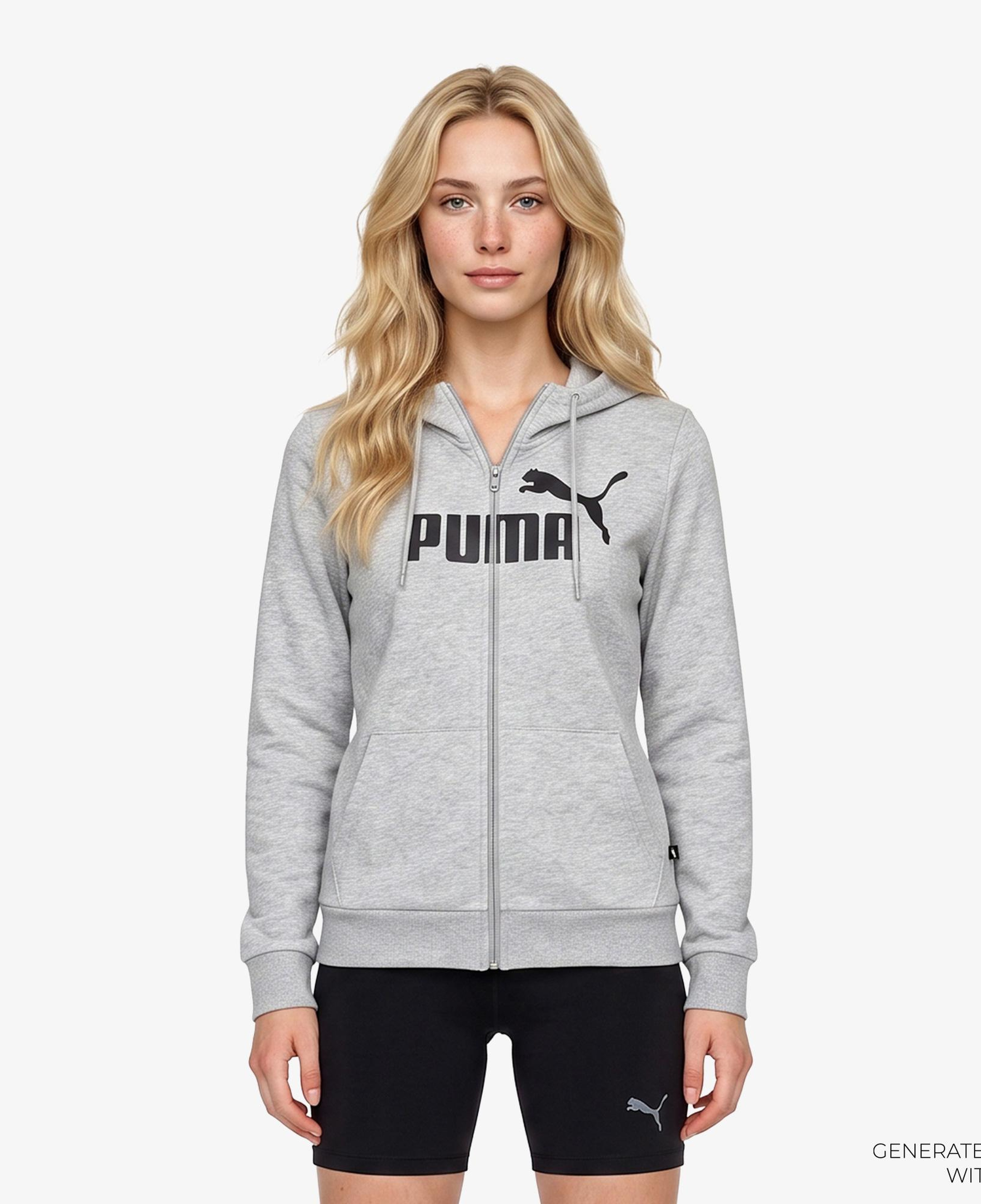 Puma Essentials Logo Full Zip Kadın Gri Sweatshirt
