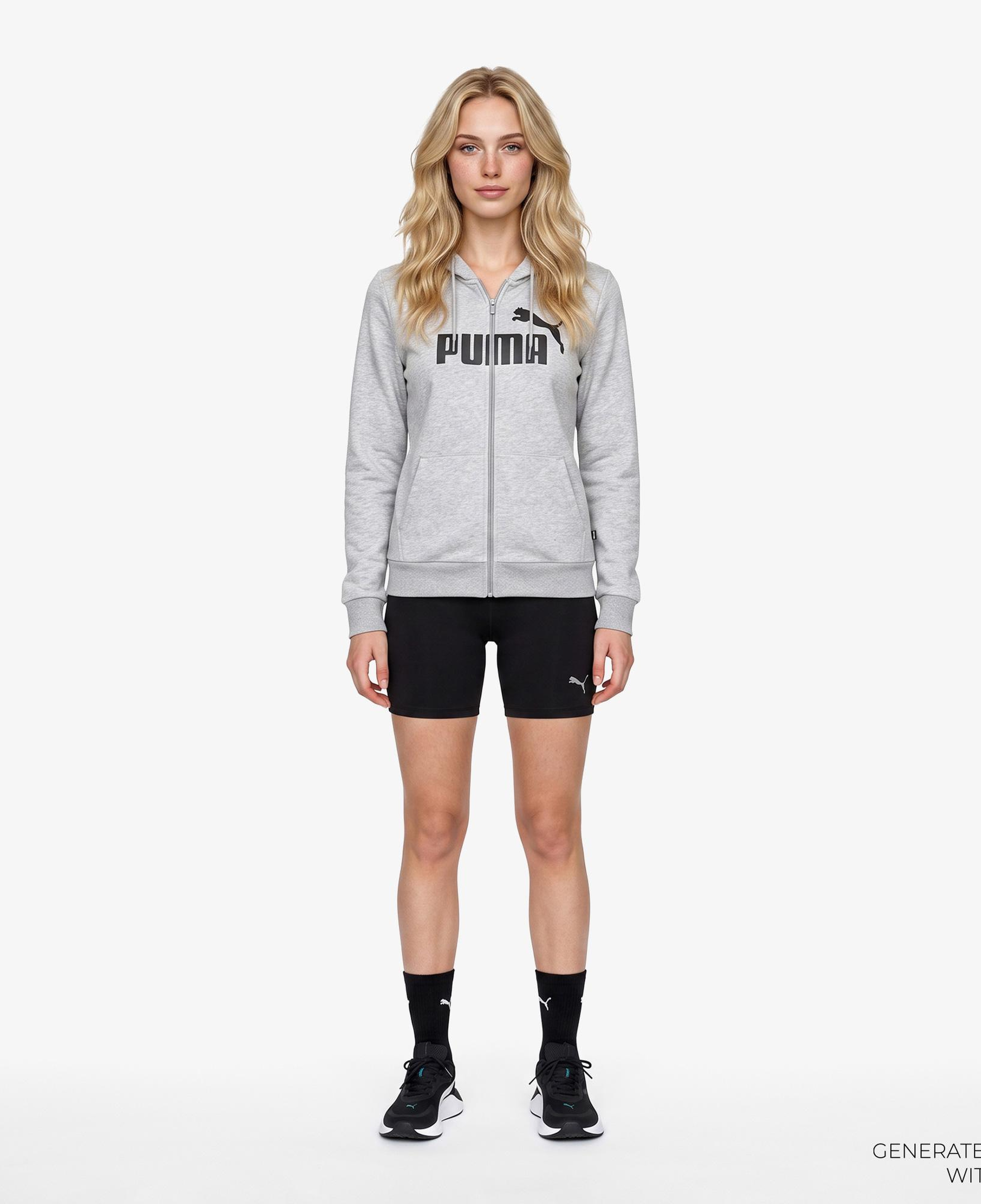 Puma Essentials Logo Full Zip Kadın Gri Sweatshirt