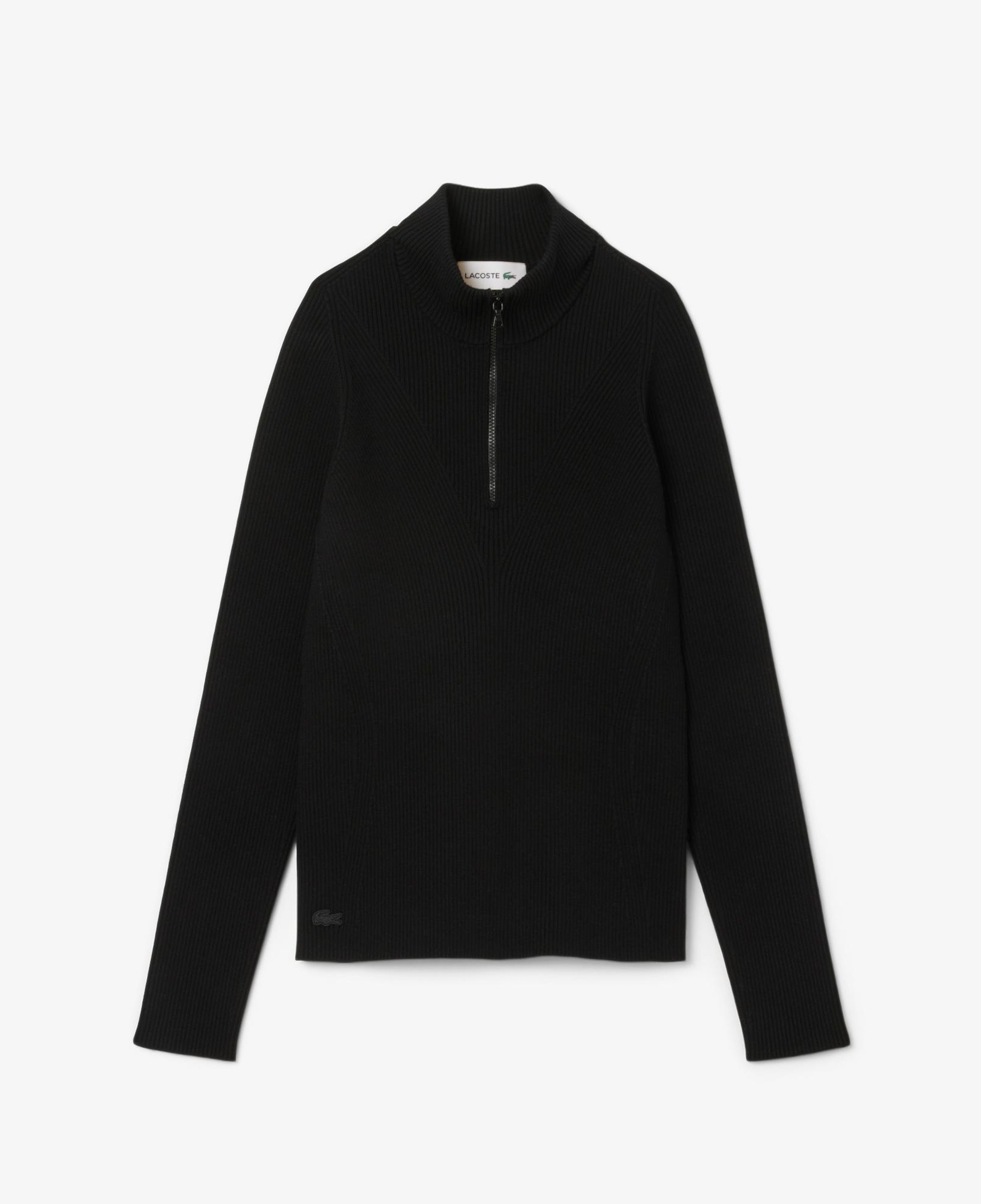 Lacoste High Neck 3D Ribbed Erkek Siyah Süveter
