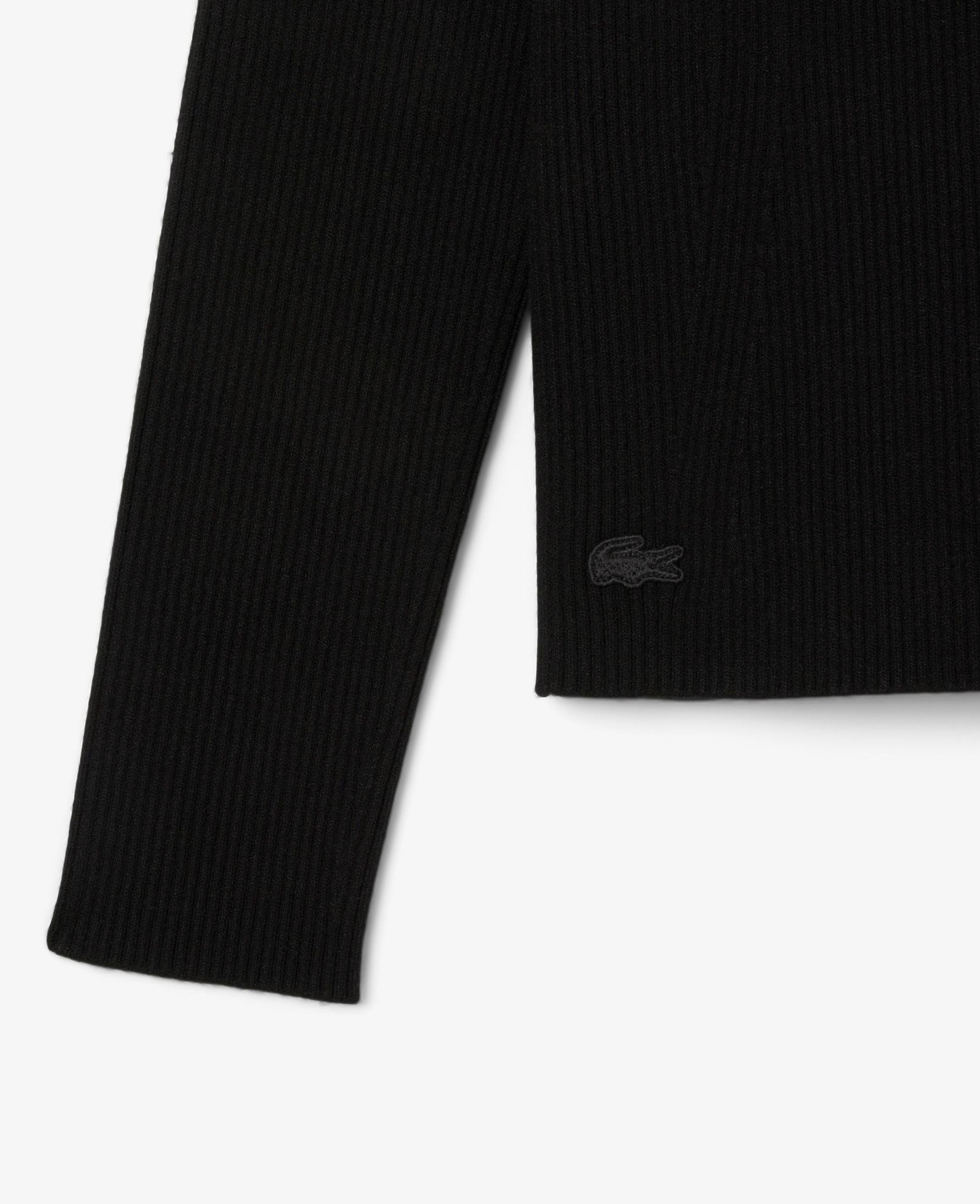Lacoste High Neck 3D Ribbed Erkek Siyah Süveter