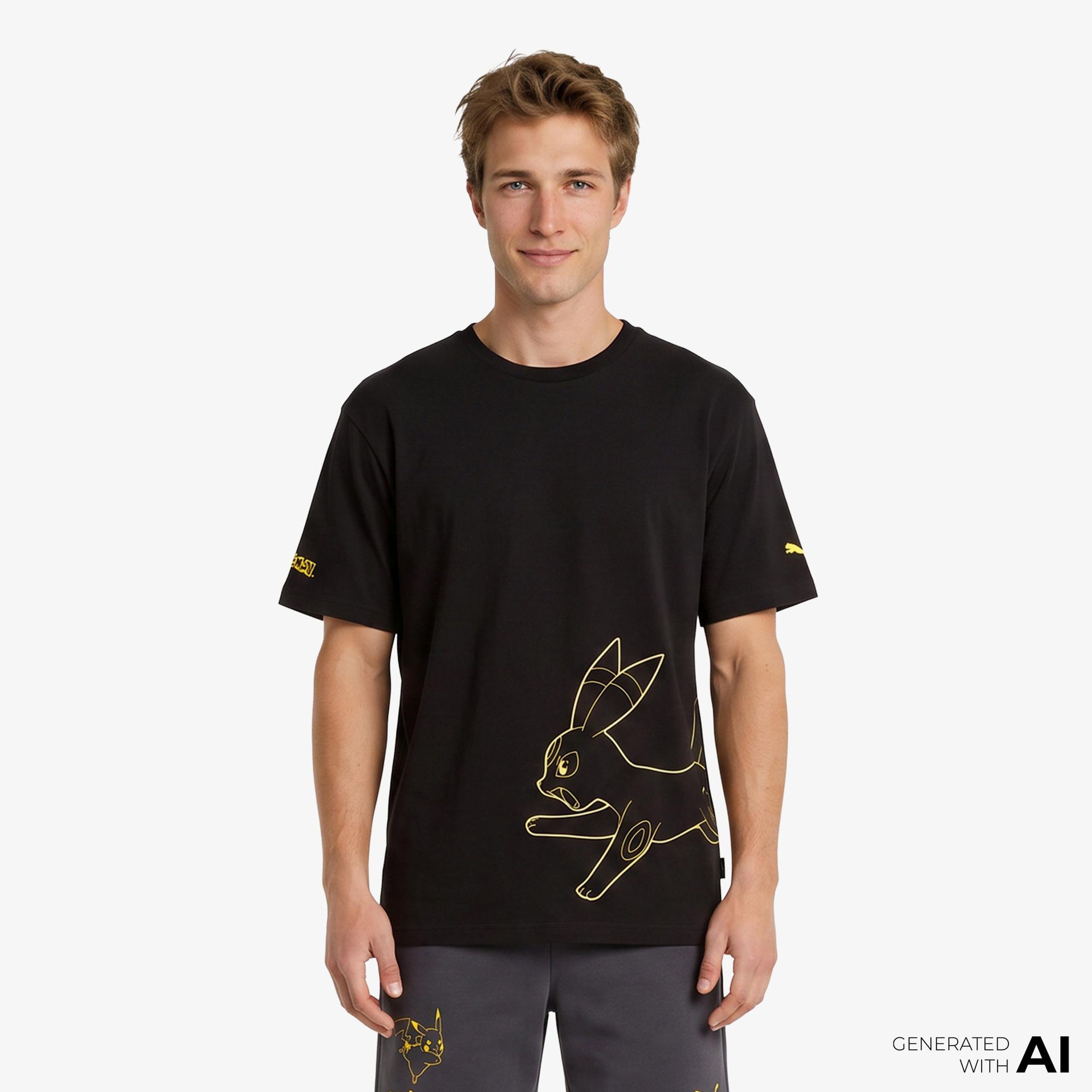 Puma X Pokemon Graphic  Erkek Siyah T-Shirt
