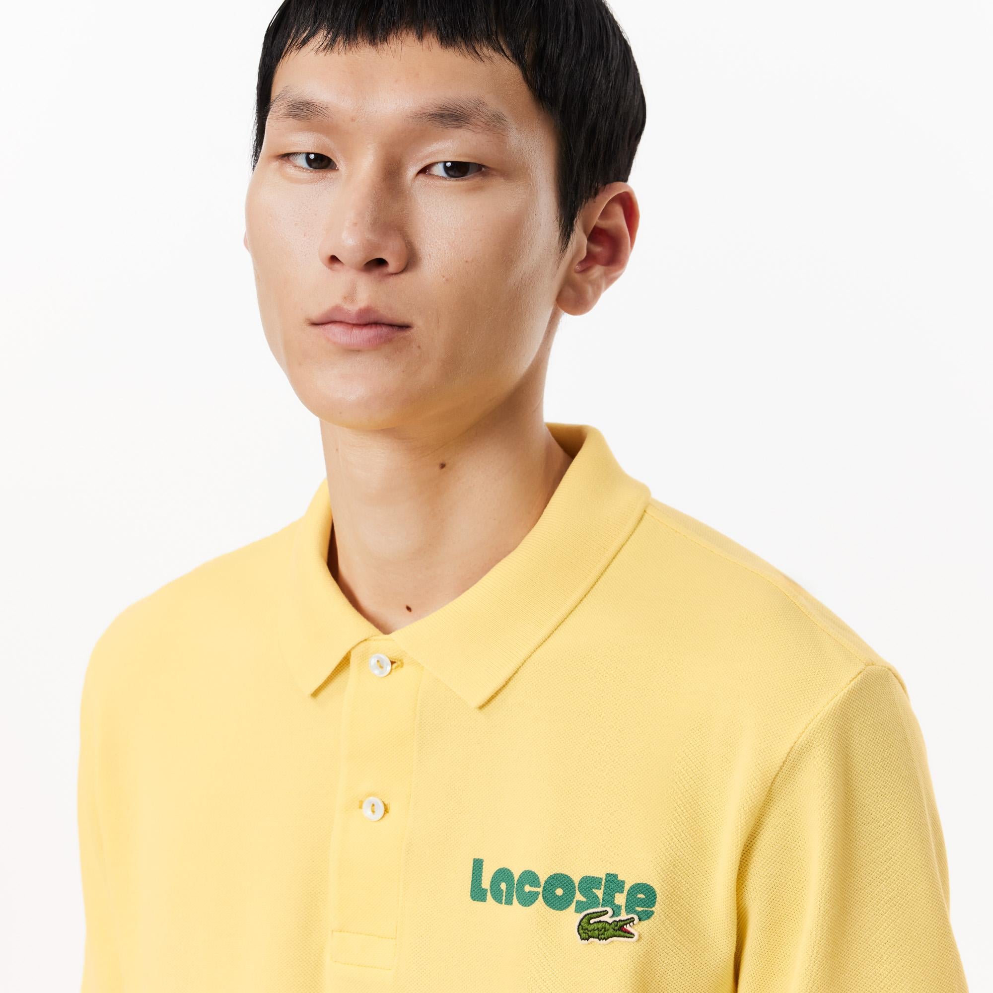 Erkek Regular Fit Baskılı Sarı Polo