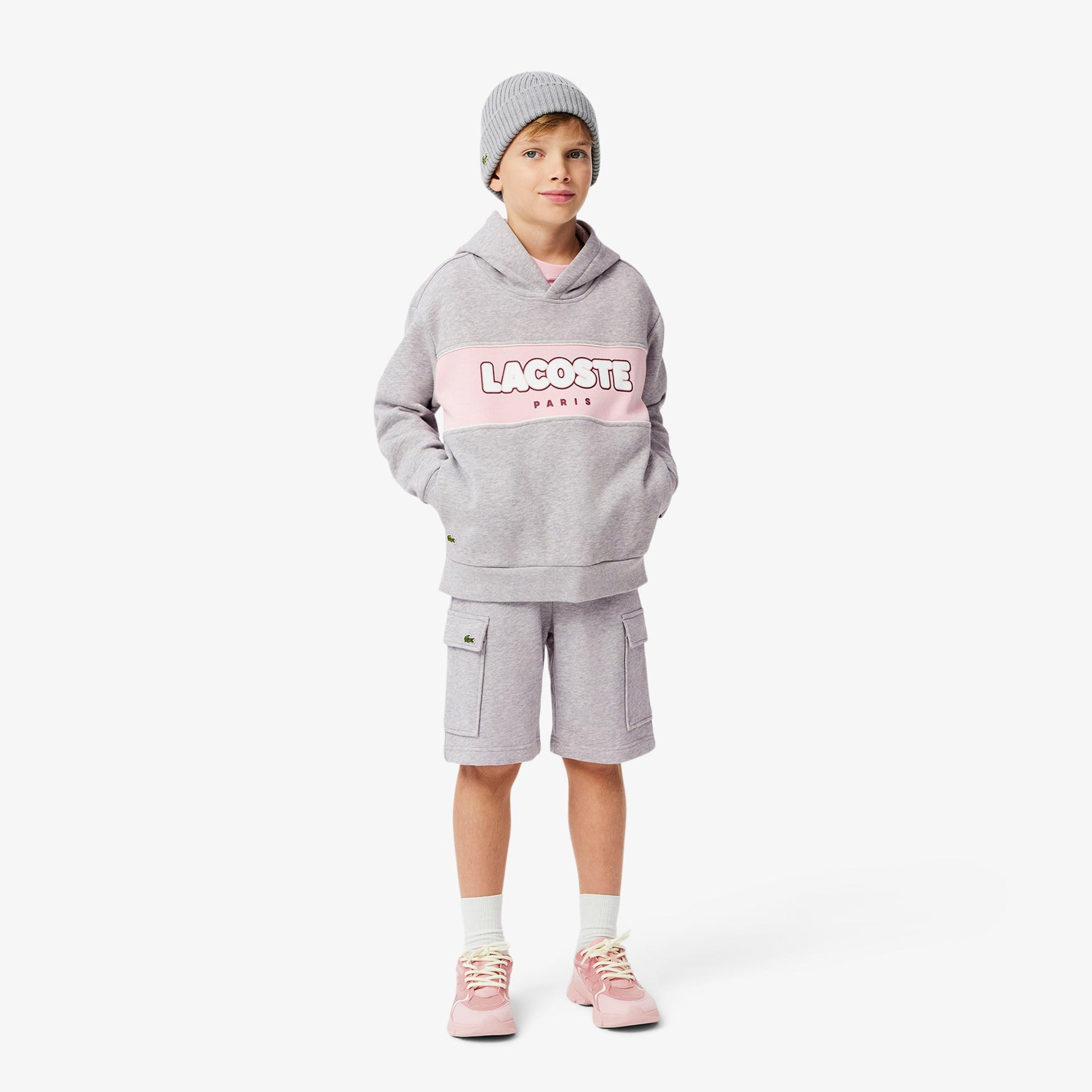Lacoste Cotton Fleece Cargo Çocuk Gri Şort